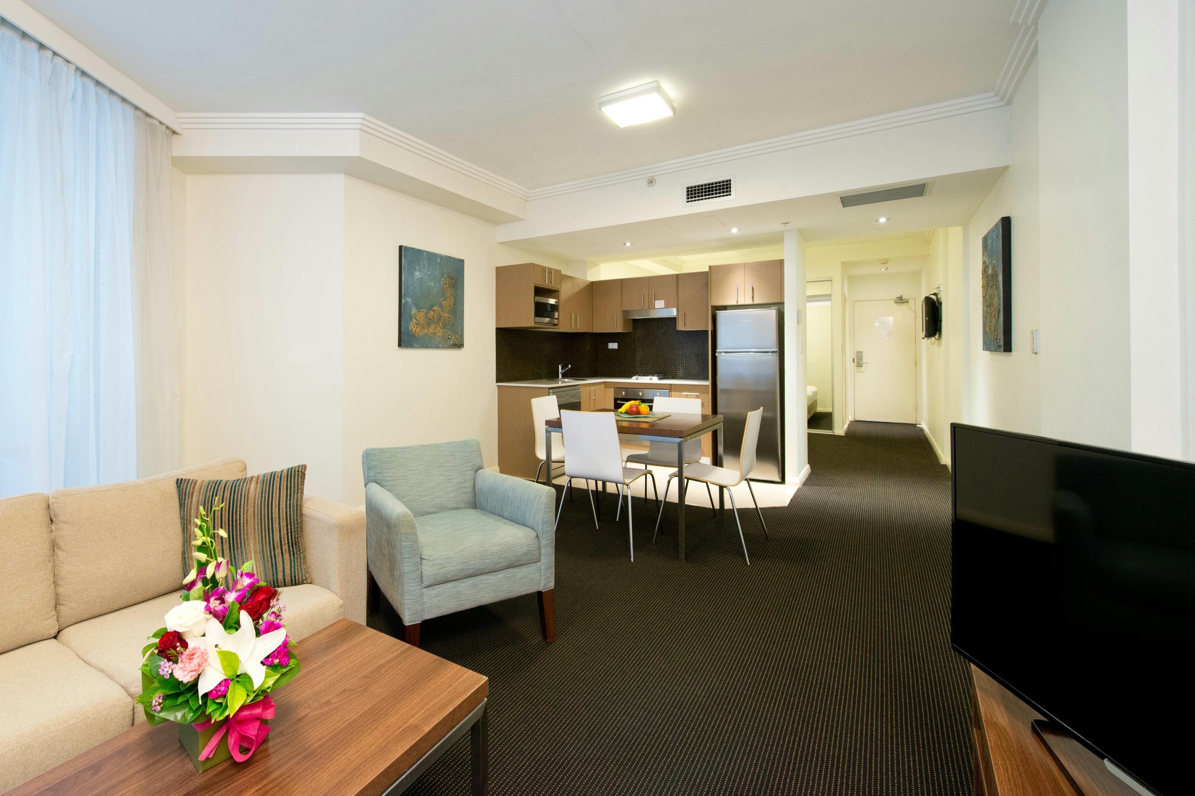 One bedroom Kitchen and Living Area