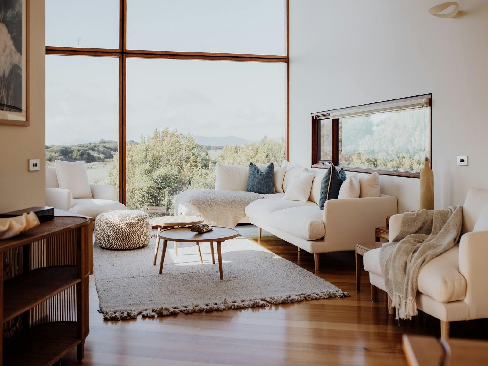 Lounge room of Miramar - overlooking the grounds. Smart TV, plenty of seating