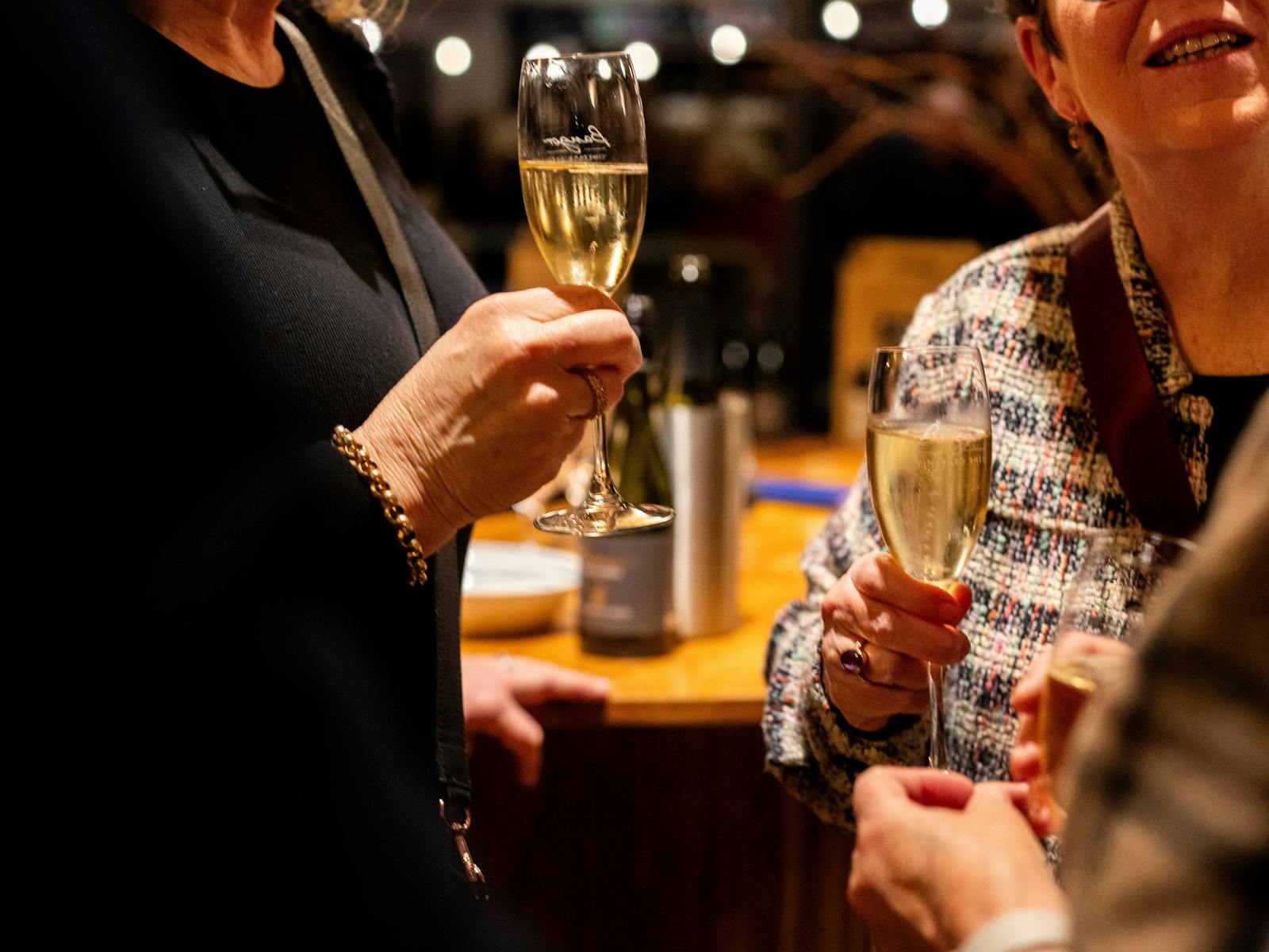 People enjoying a glass of Bangor Sparkling wine