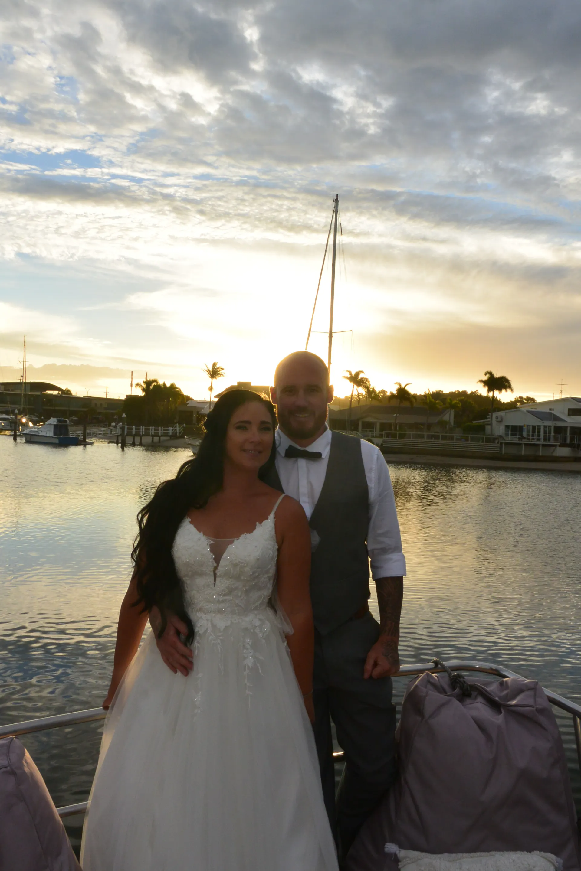 Sunset wedding in Mooloolaba on the Sunshine Coast, Qld.