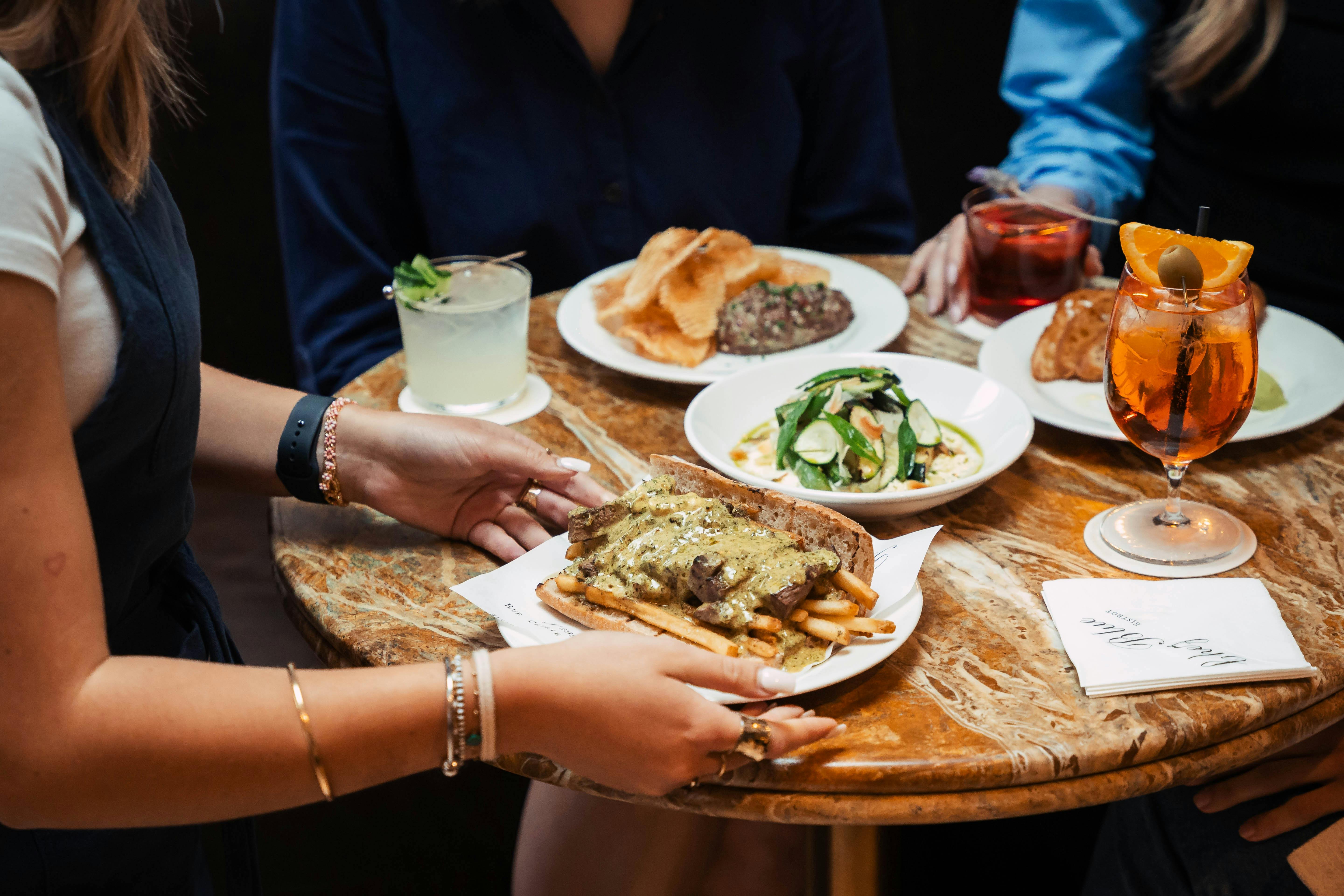Table with plates of food