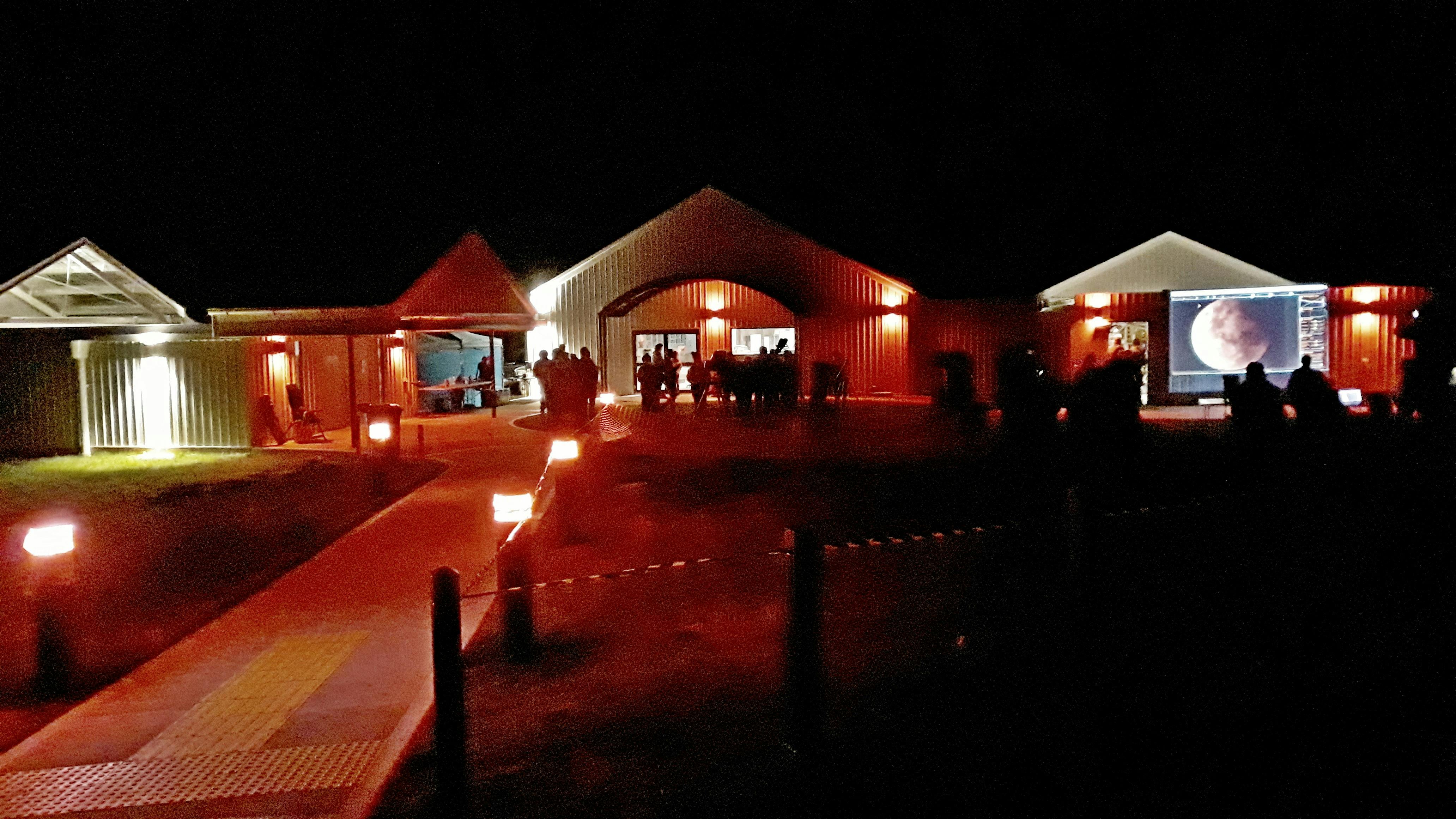 Night photo of Tamworth Astronomy Club's Public Lunar Eclipse live viewing for over 200 attendees