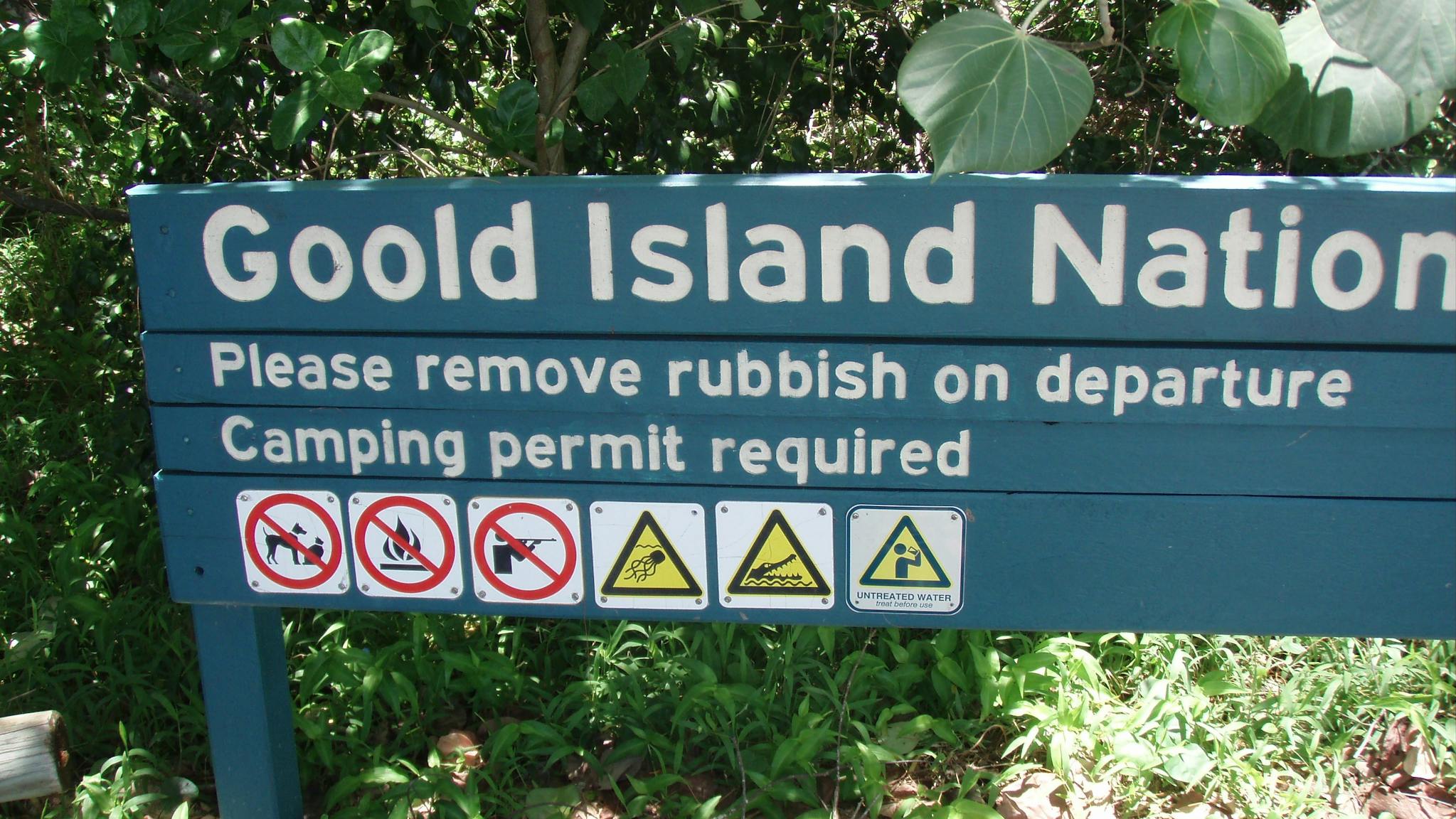 Welcome sign, Goold Island Welcome sign, Goold Island