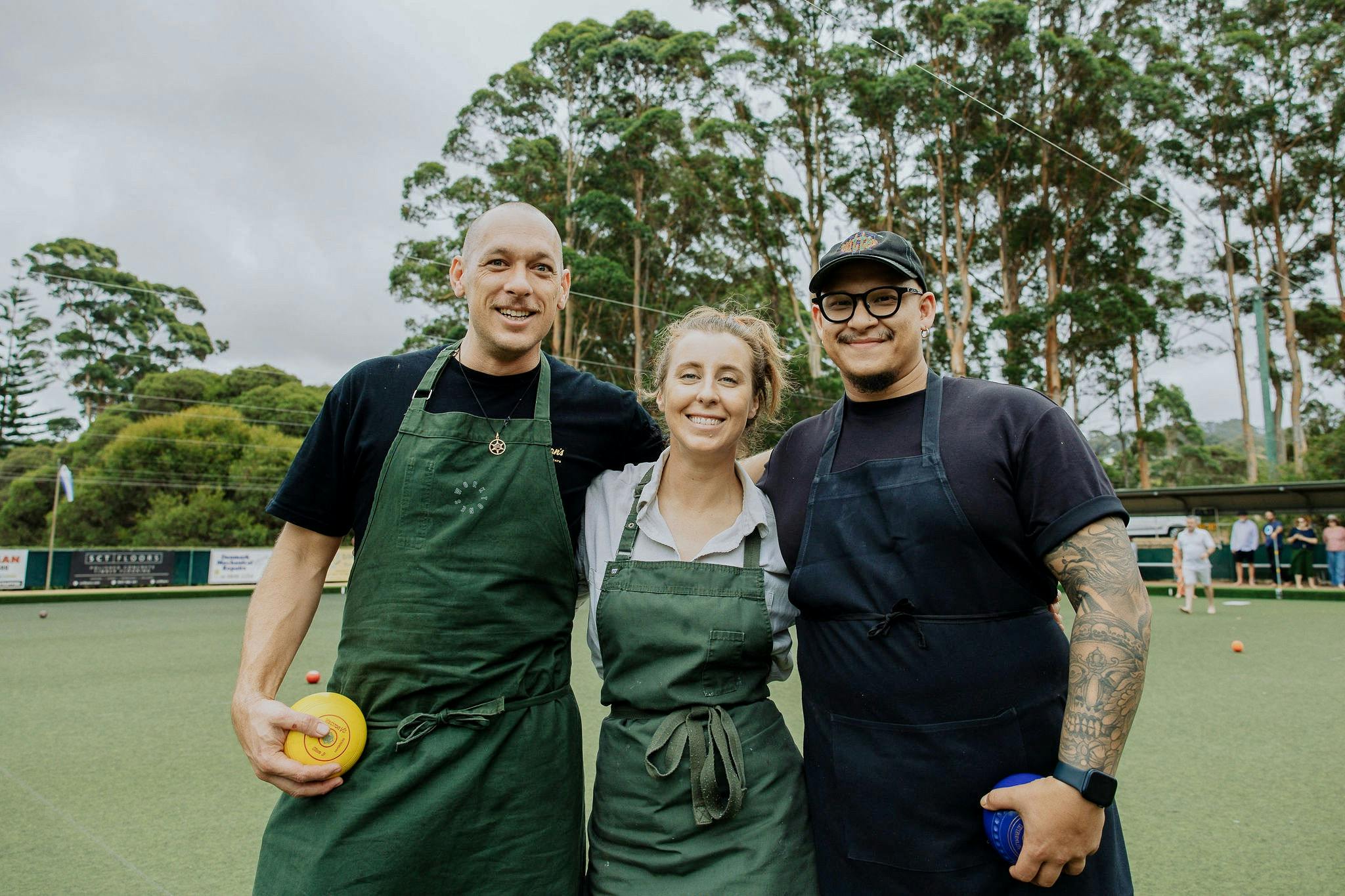 Chefs playing bowls at Chefs On The Green