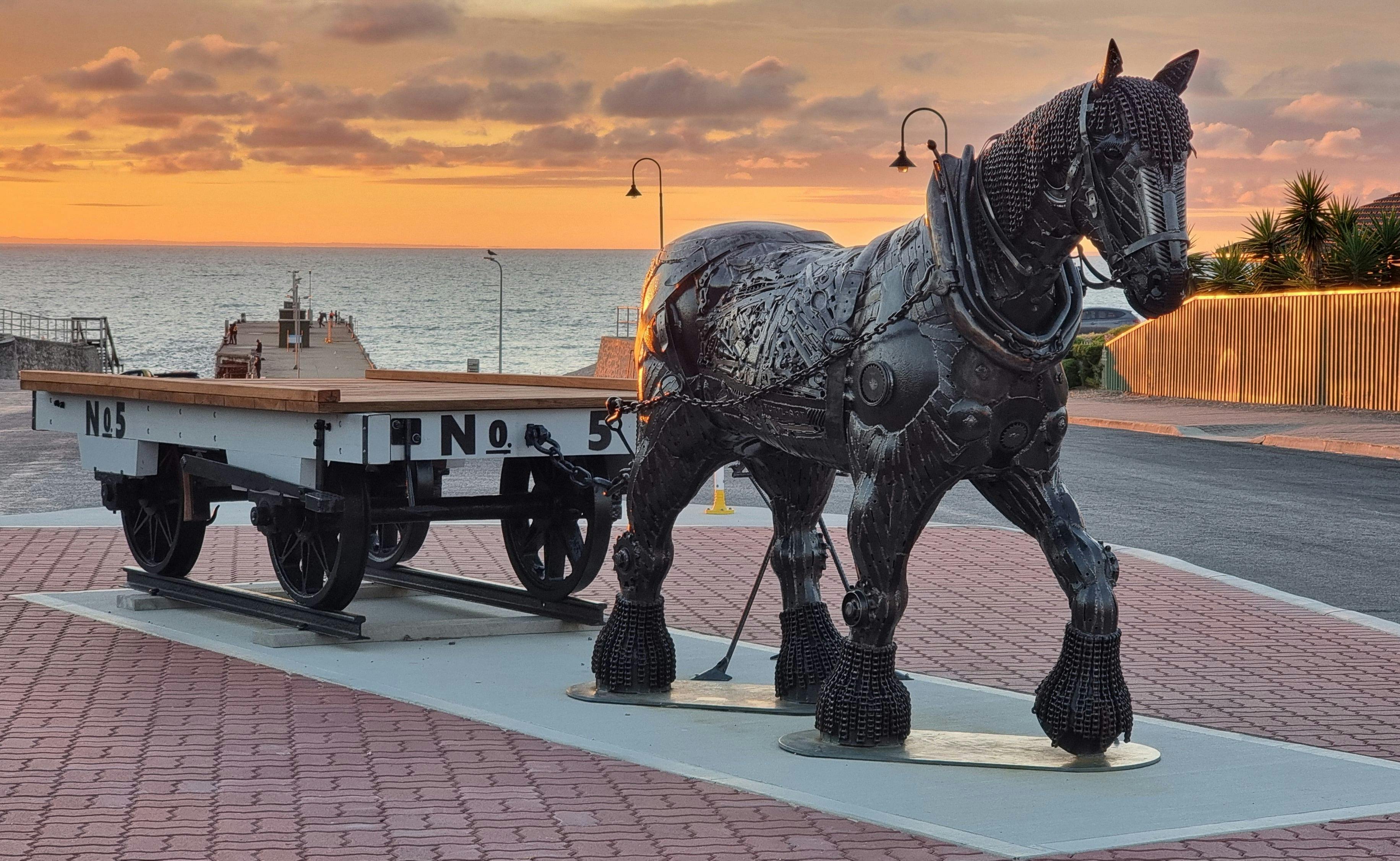 'Edith' the Clydesdale Sculpture and Jetty Truck