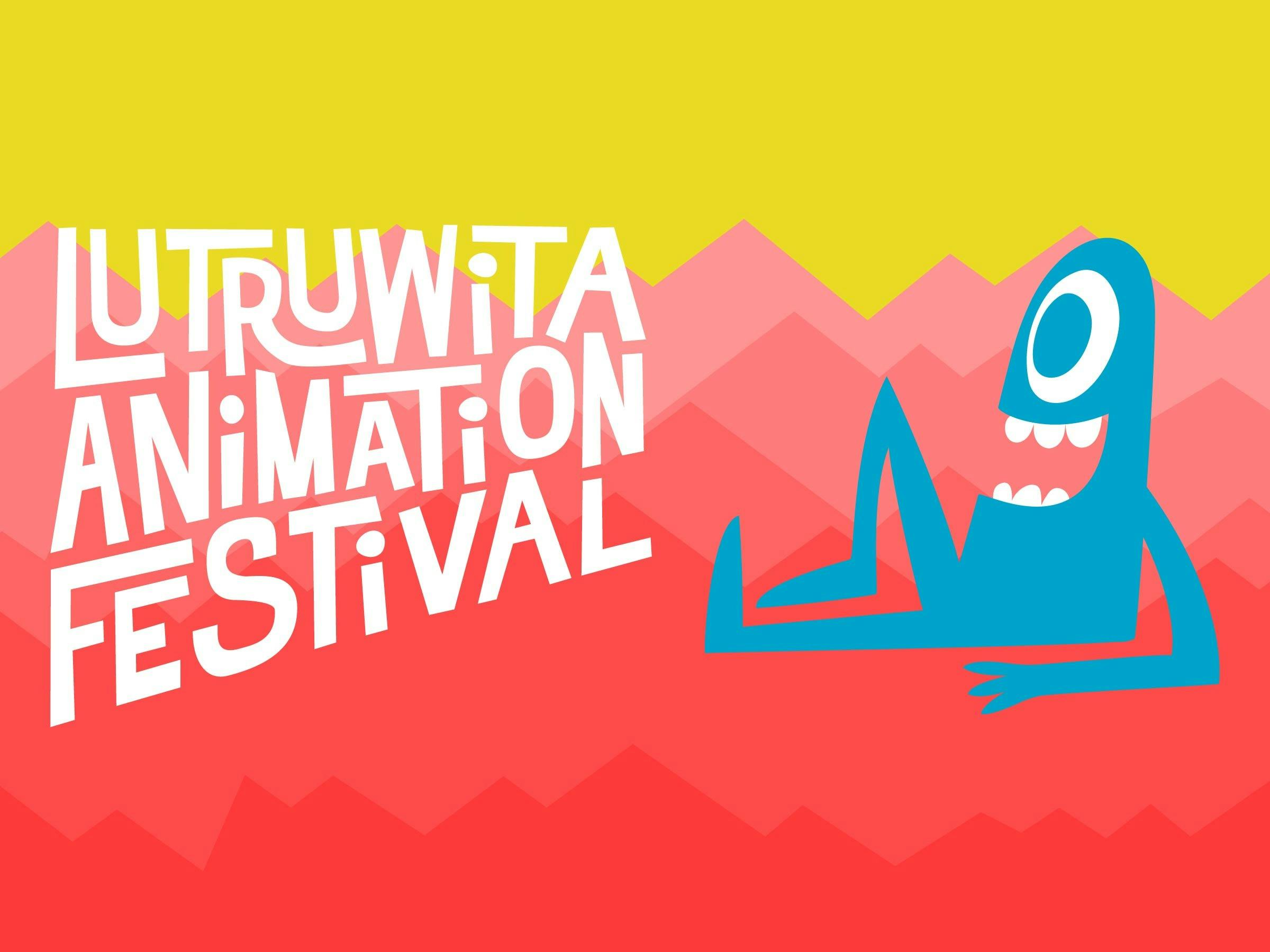 Reclining happy blue monster profile for the Lutruwita Animation Festival