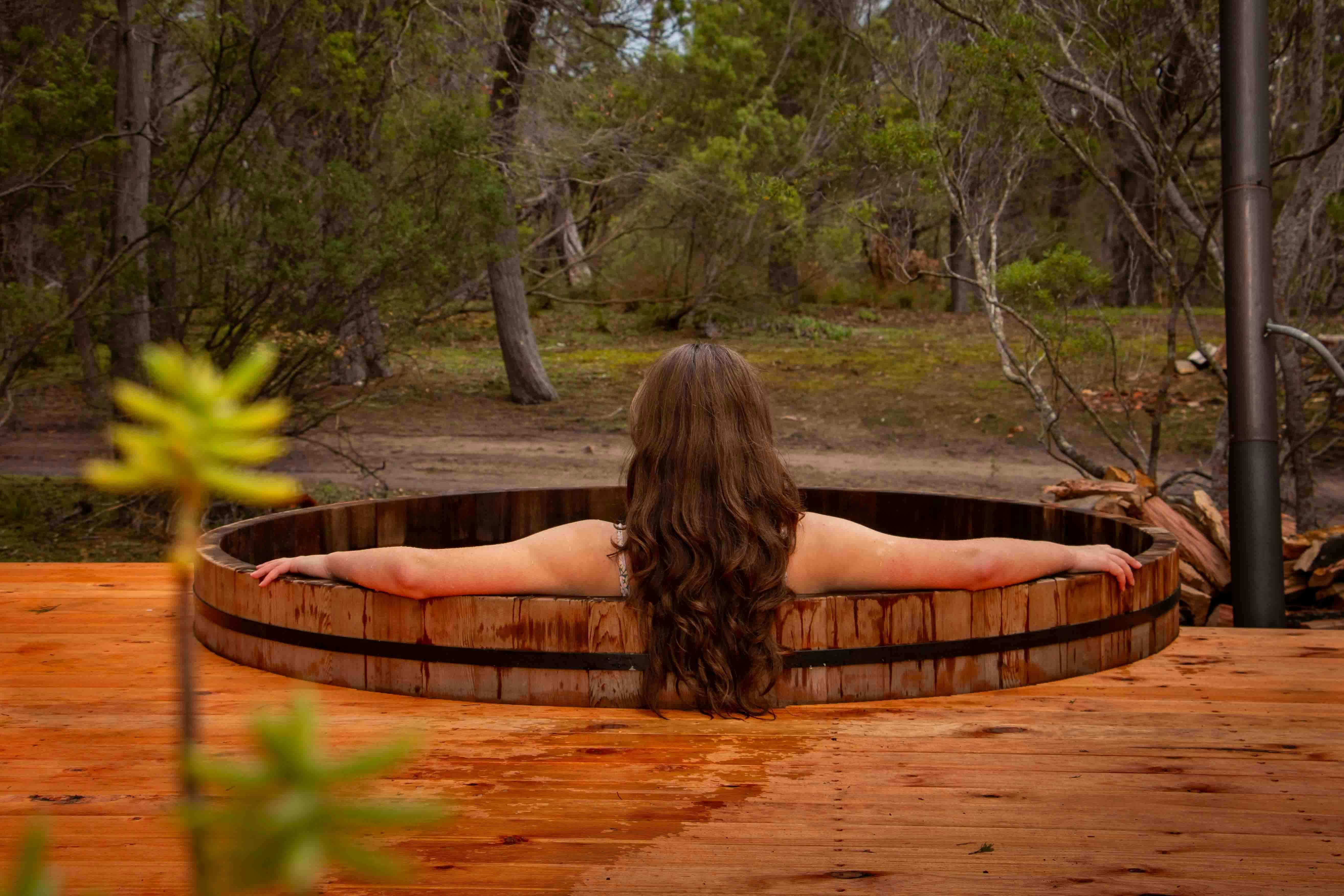 Hot Tub beneath the pines as part of contrast therapy in sensory forest flow