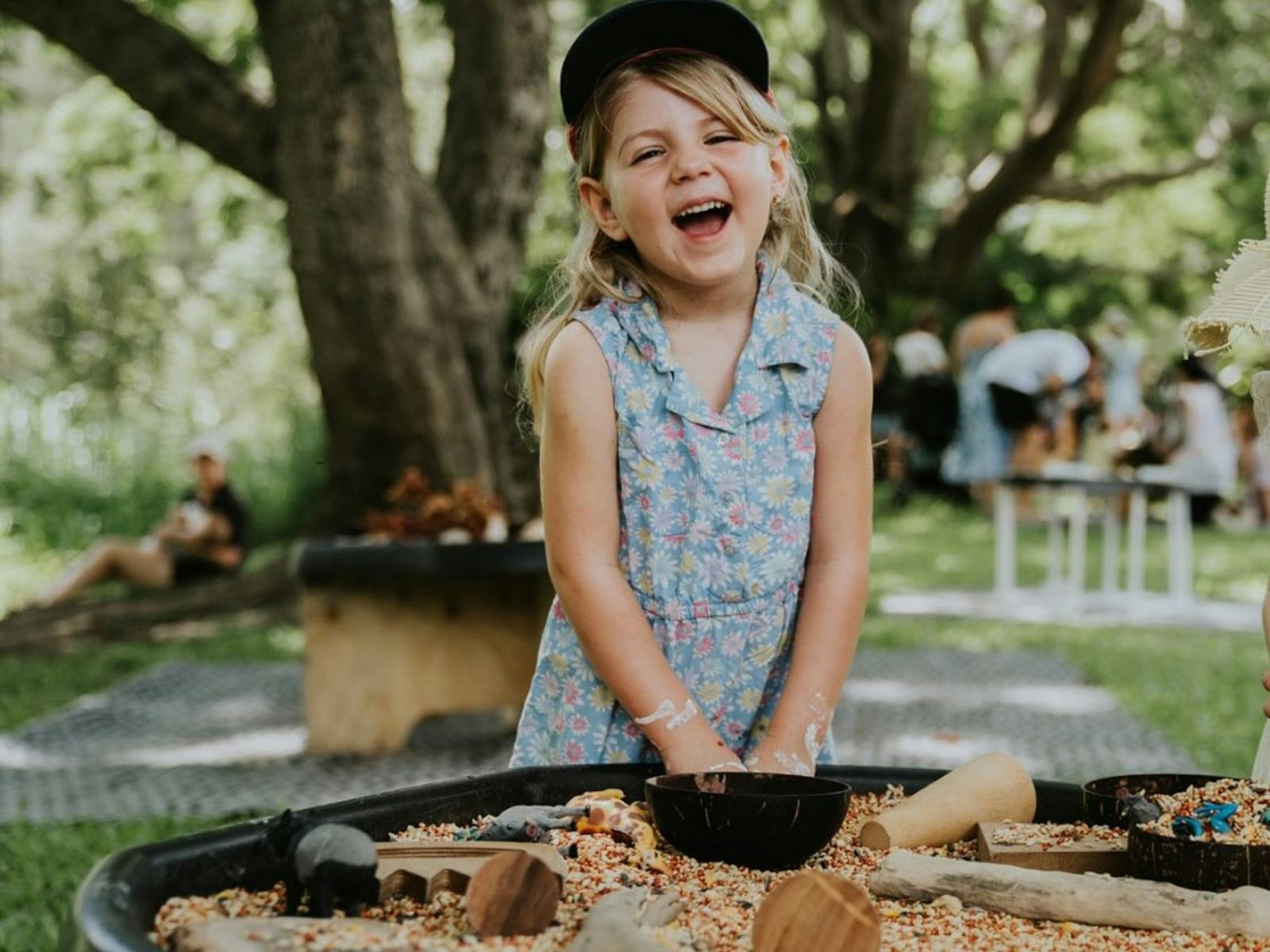 girl playing at messy play session