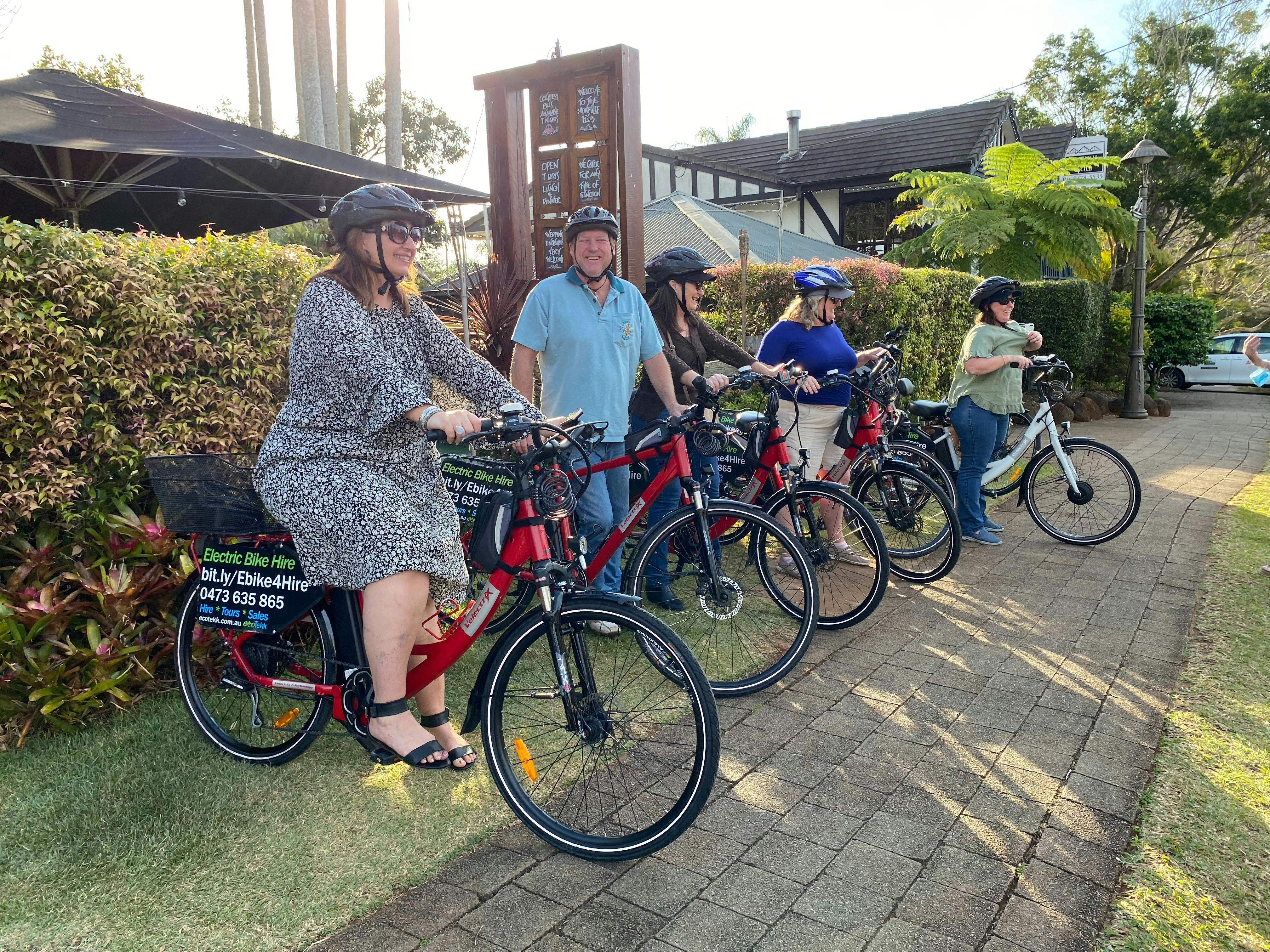 Group of e-Bike riders  at Montville Cafe Bar & Grill