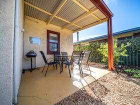 There is adequate seating in the rear garden and an electric barbecue with full accessories is provi