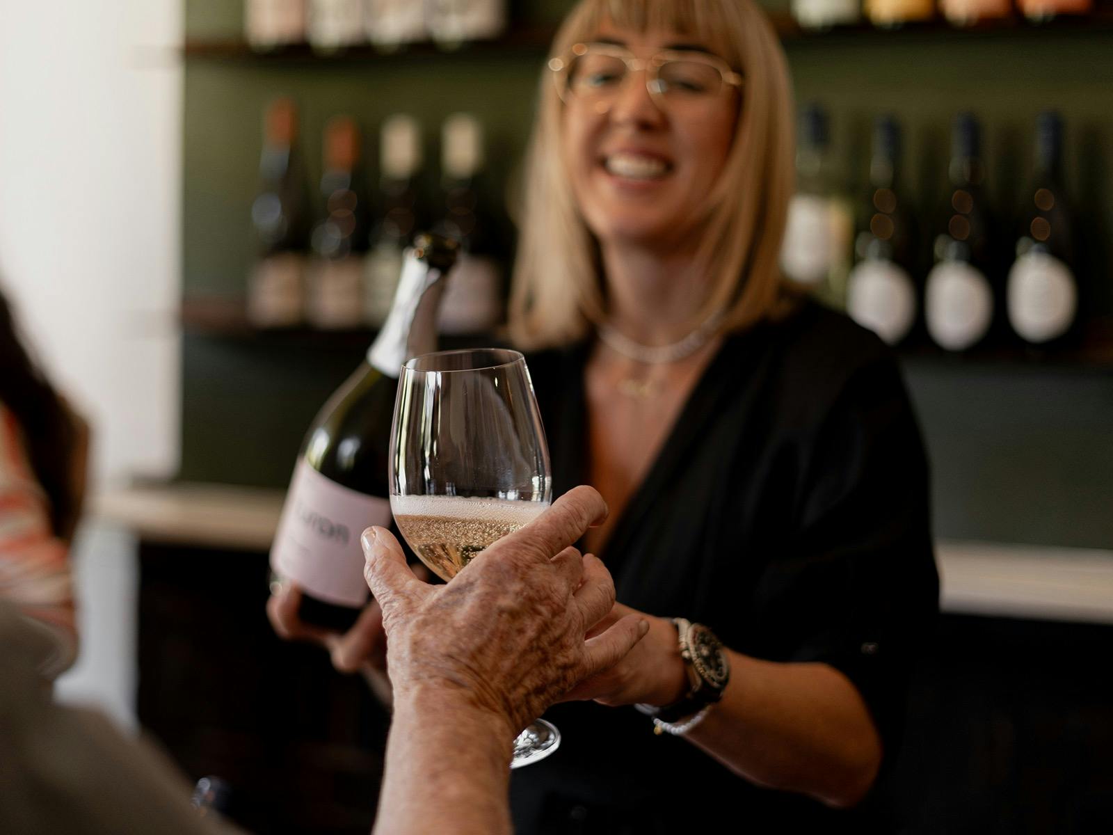 Agnes serving in Wine Room