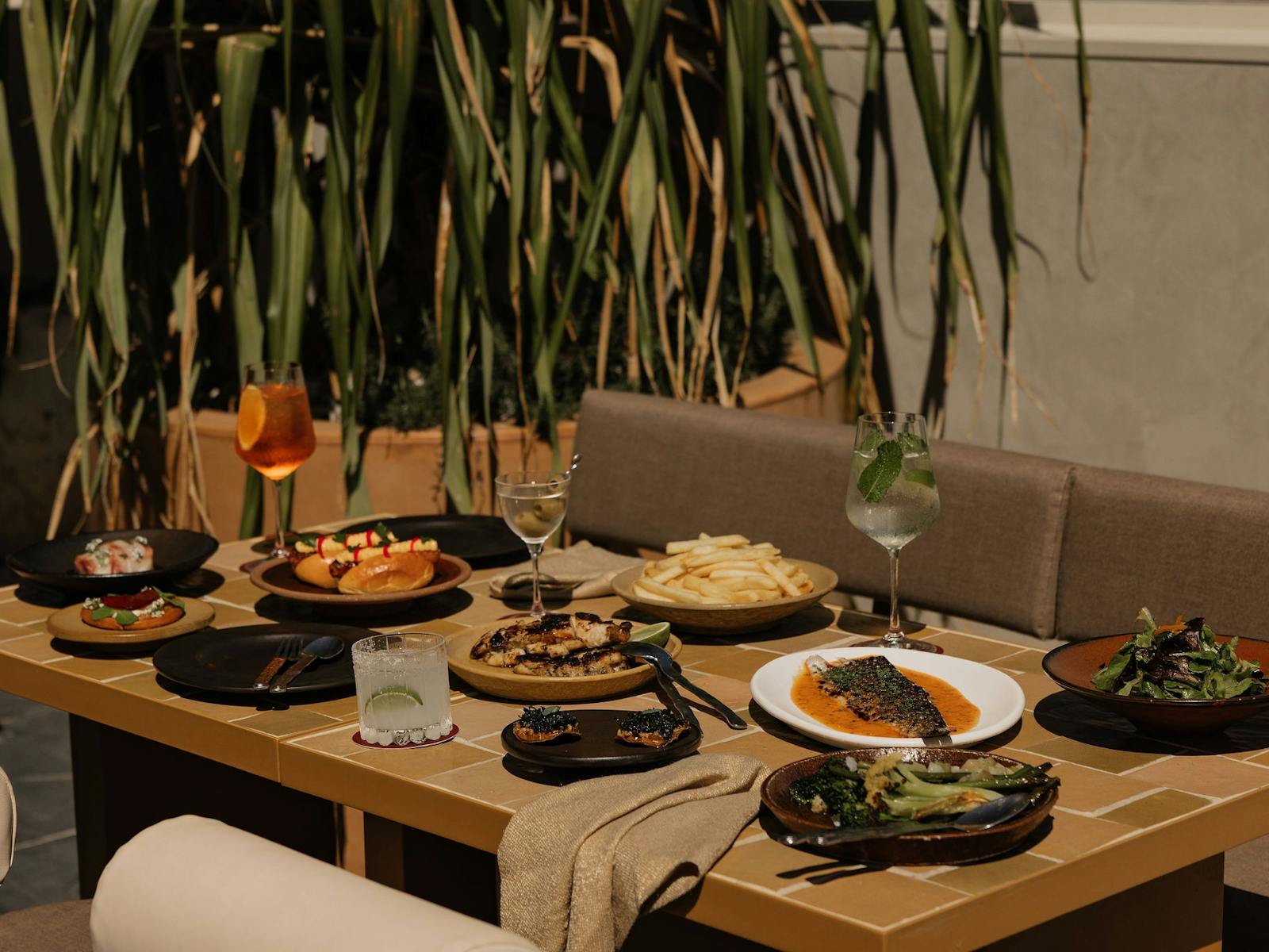 Norte patio with a table full of food and drinks Norte patio with a table full of food and drinks