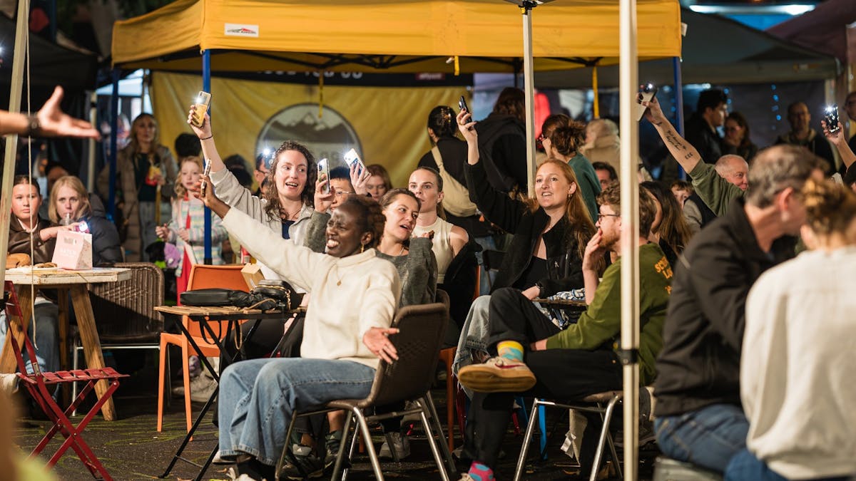 Crowd enjoying live entertainment at Milton by Moonlight.