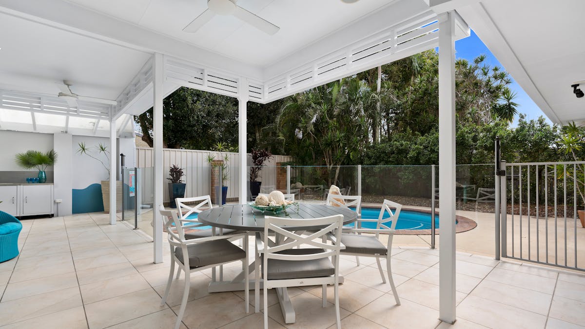 Outdoor entertaining area and pool