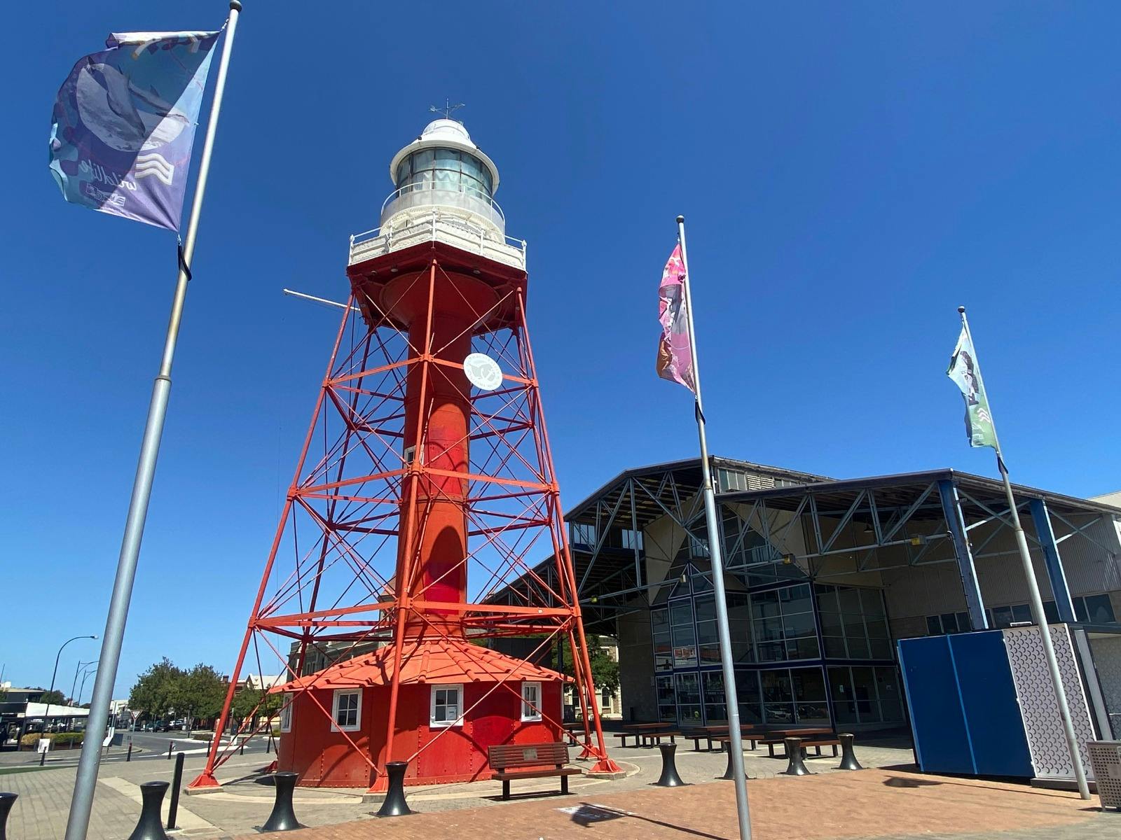 Red lighthouse at Queens Wharf, Port Adelaide.