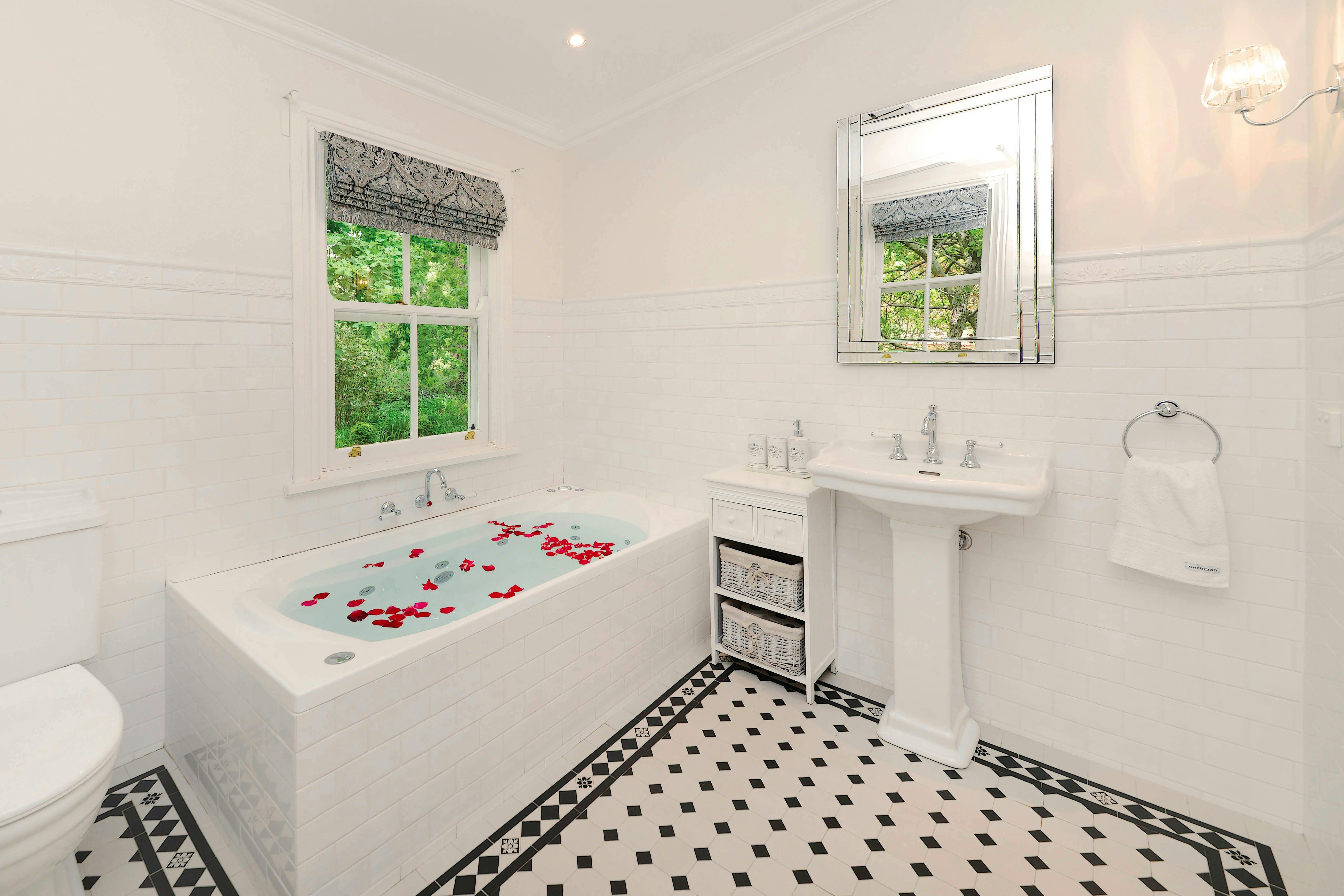 Spa bath overlooking garden