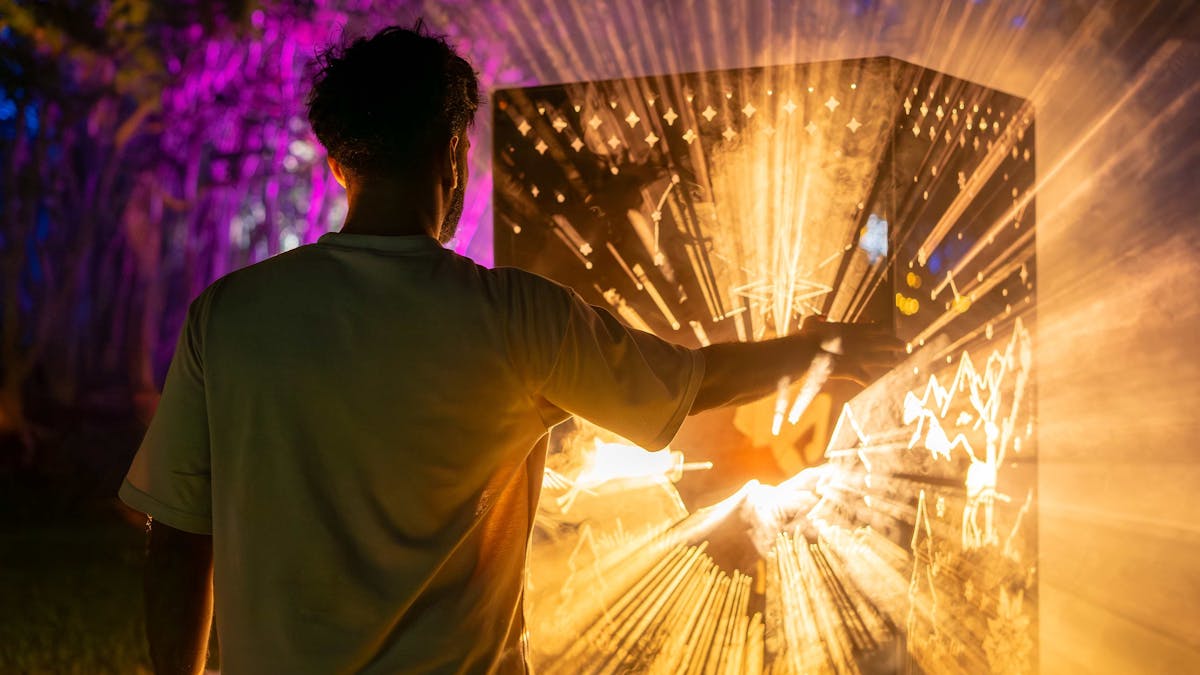 Man around an installation