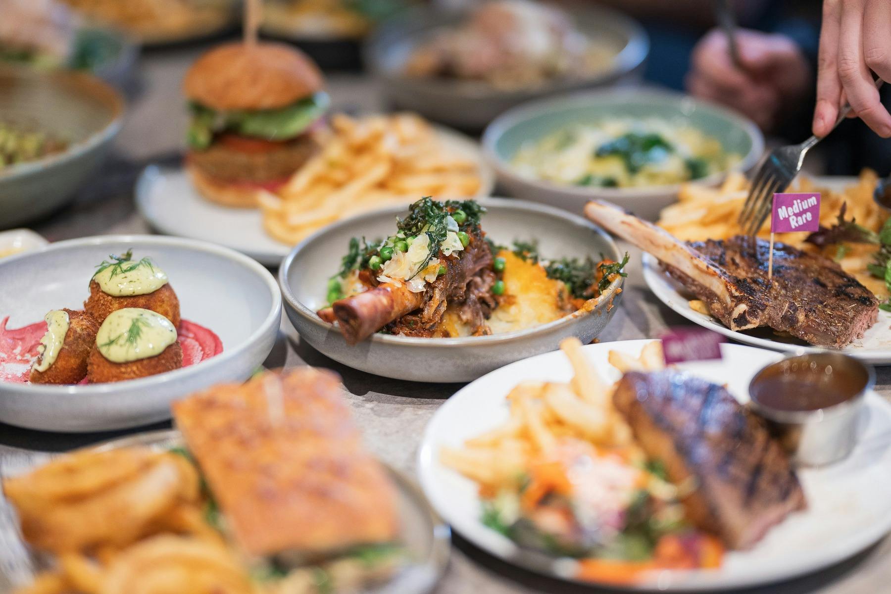 An array of meals to suit all taste buds. Including lamb shank, burgers, steak sandwich and arancini