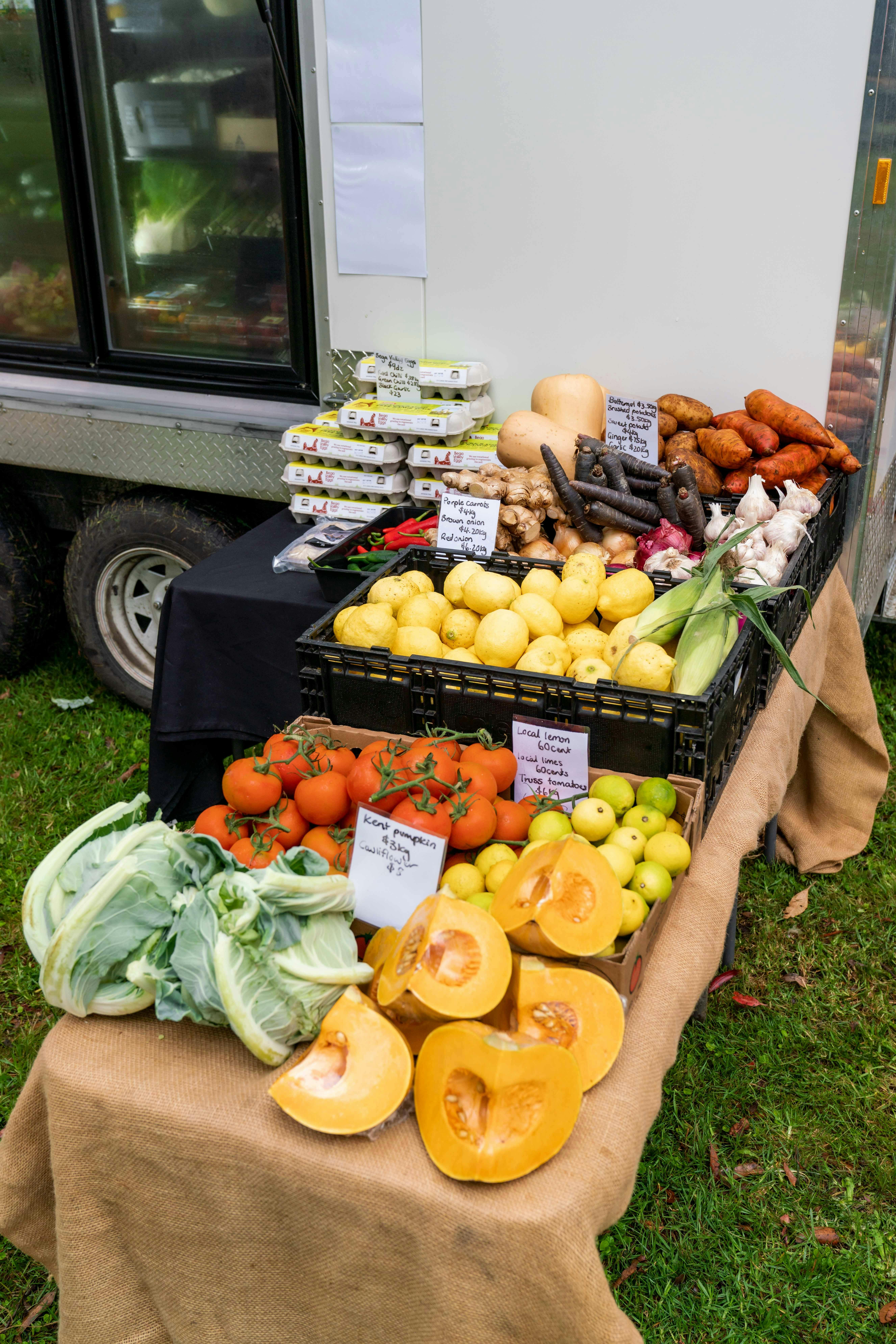 selection of fresh organic fruit and vegetables from sale