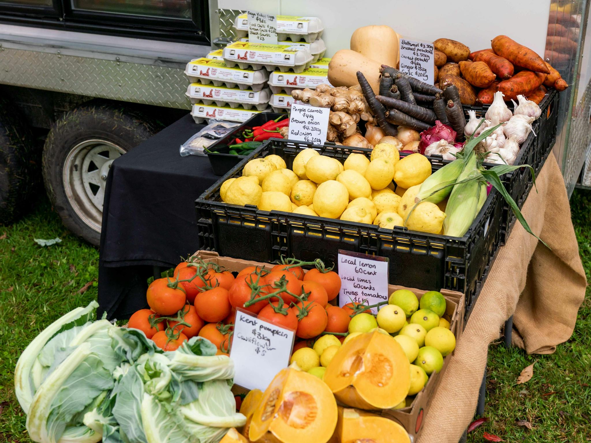 selection of fresh organic fruit and vegetables from sale
