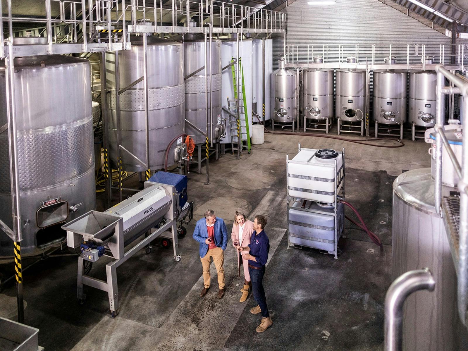 Winery tour of tanks