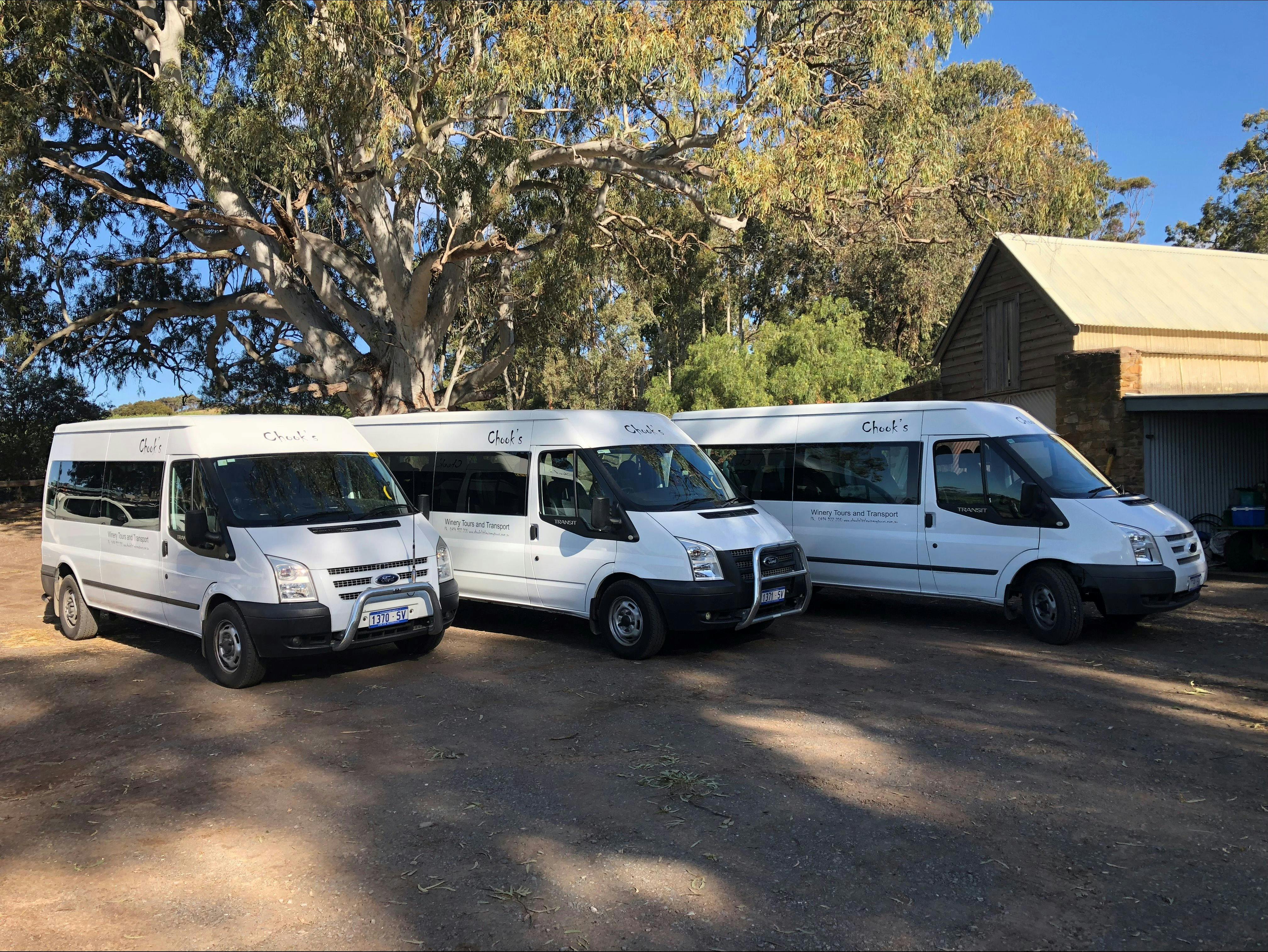Buses waiting at a wedding at the Battle Of Bosworth winery.