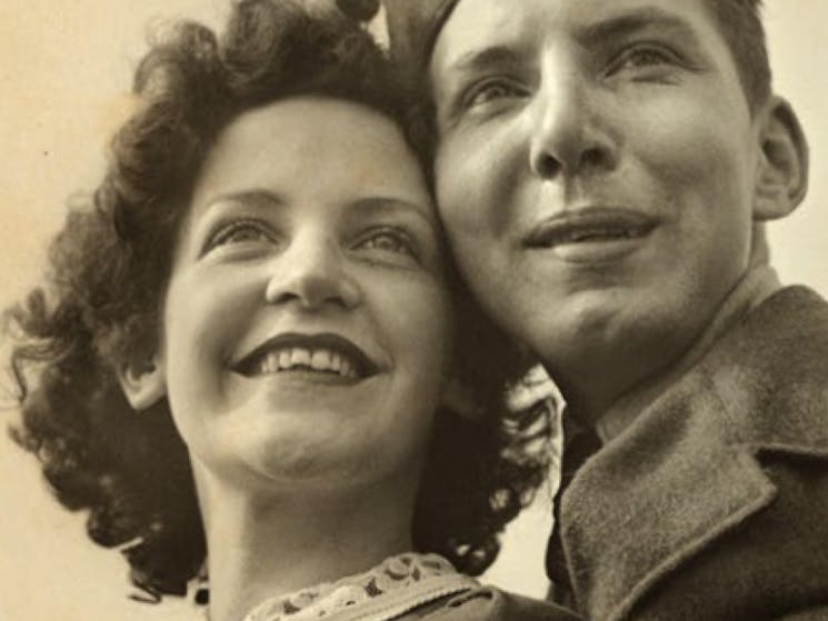Sepia toned photograph of a man and woman