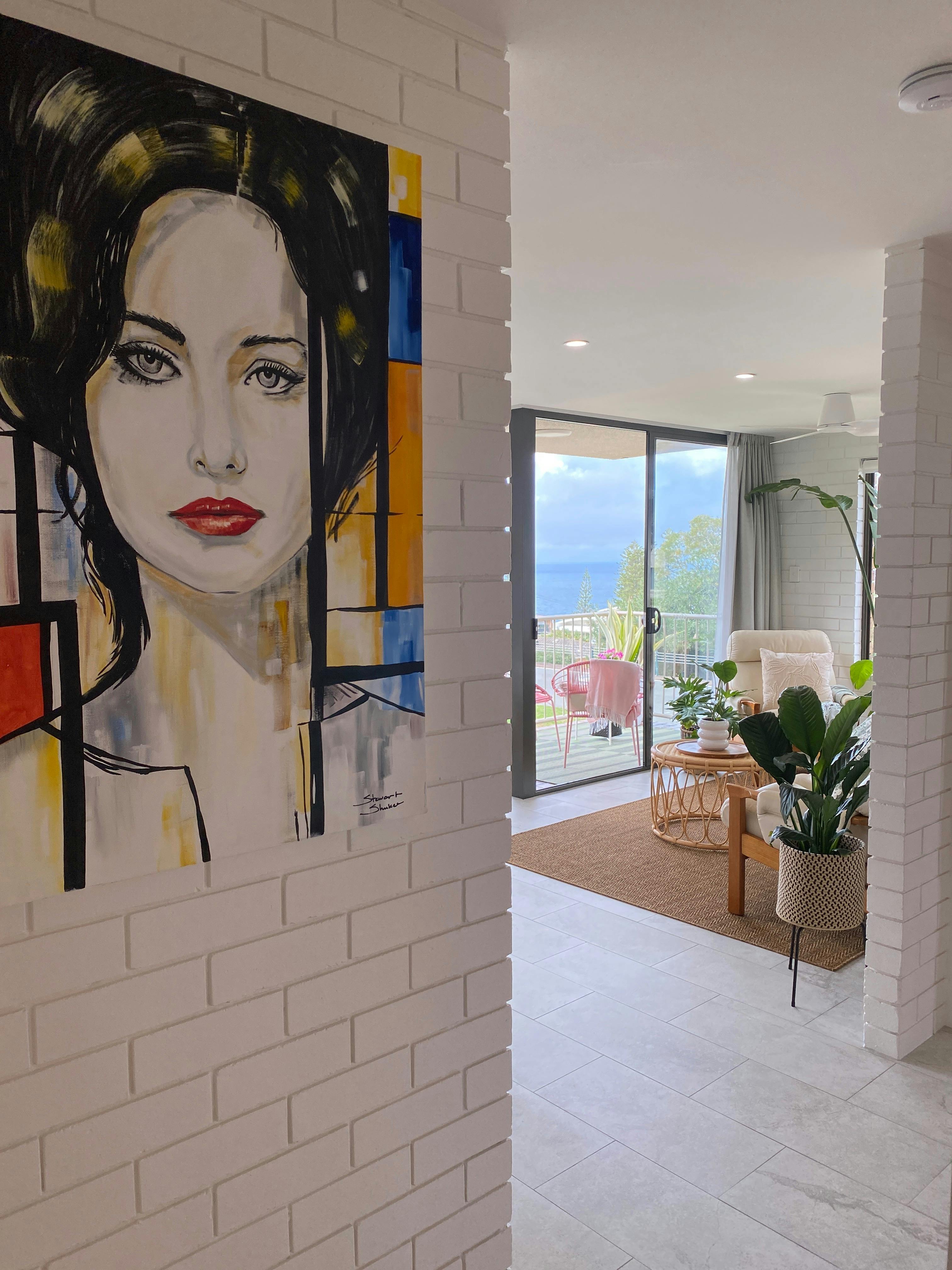 The unit is full of art by the artist owner.