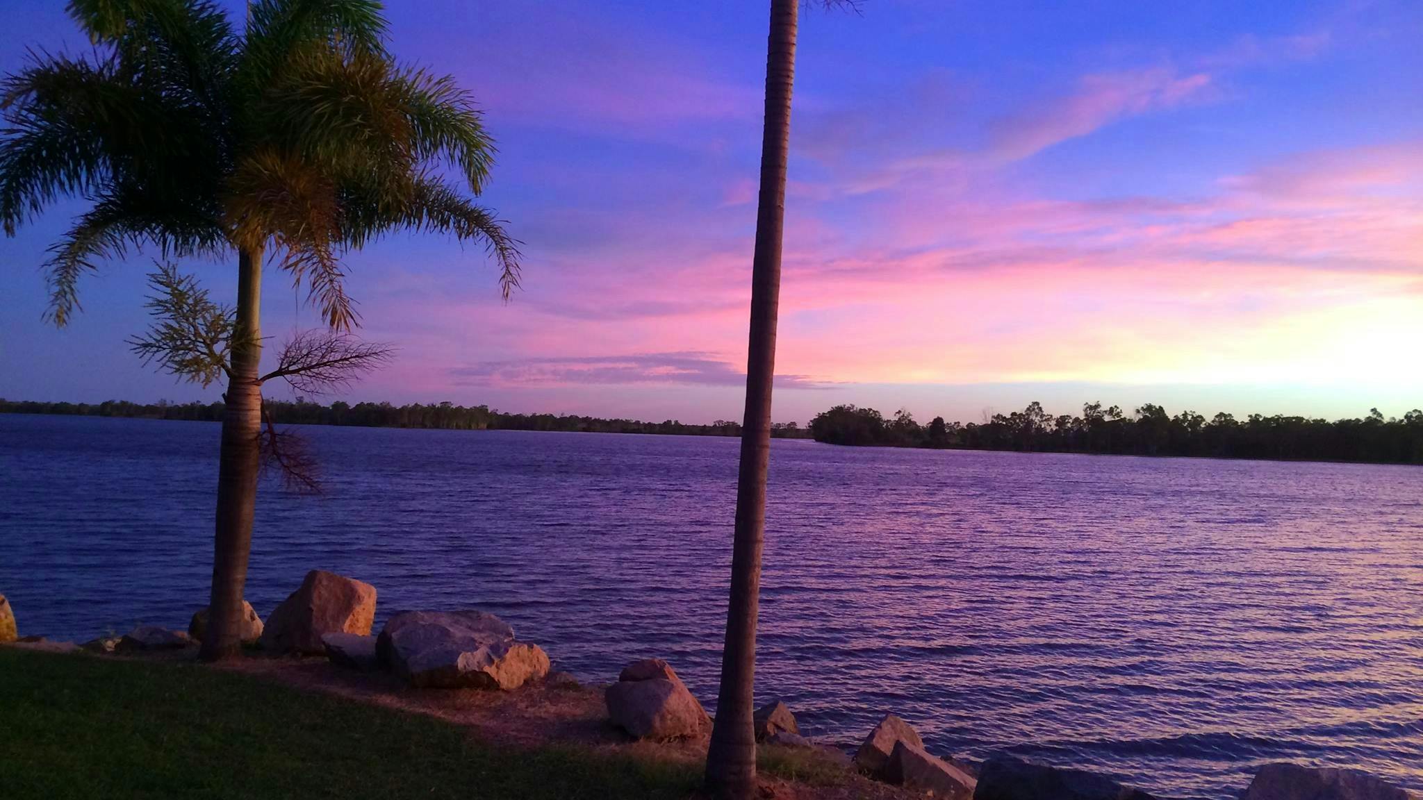 Purple sunrise over Theresa Creek Dam
