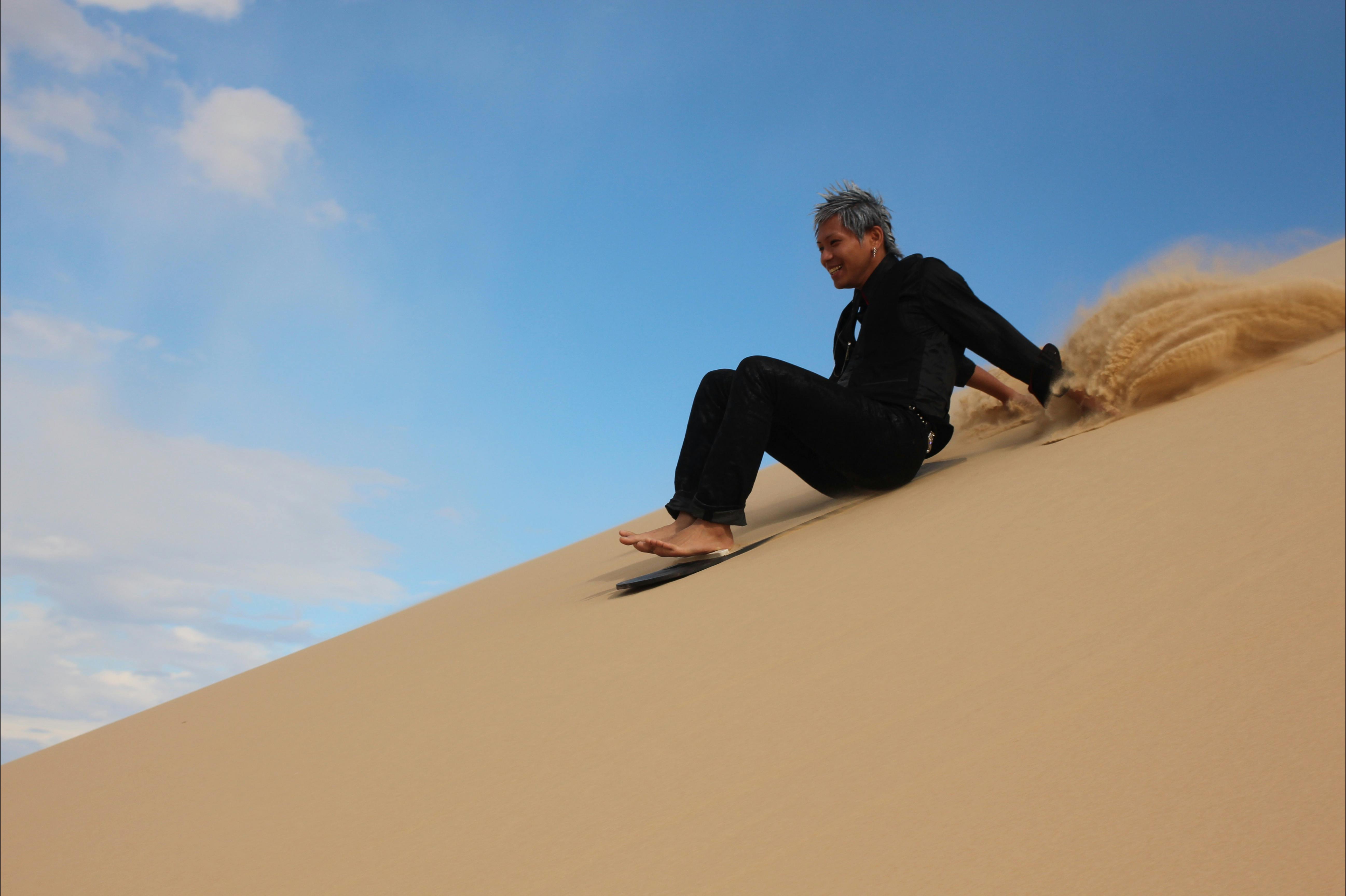 Getting some speed down the high dunes