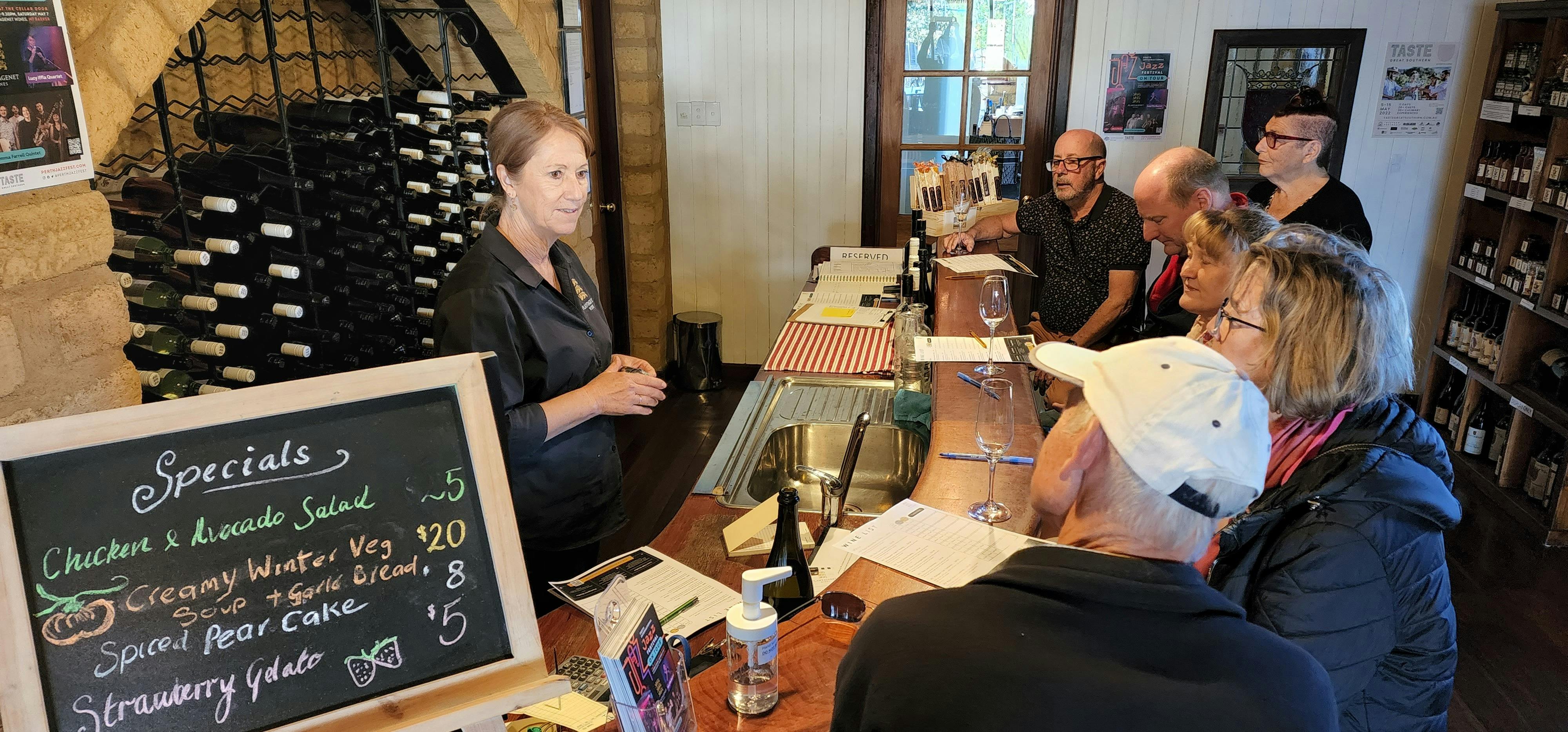 cellar door tasting bench