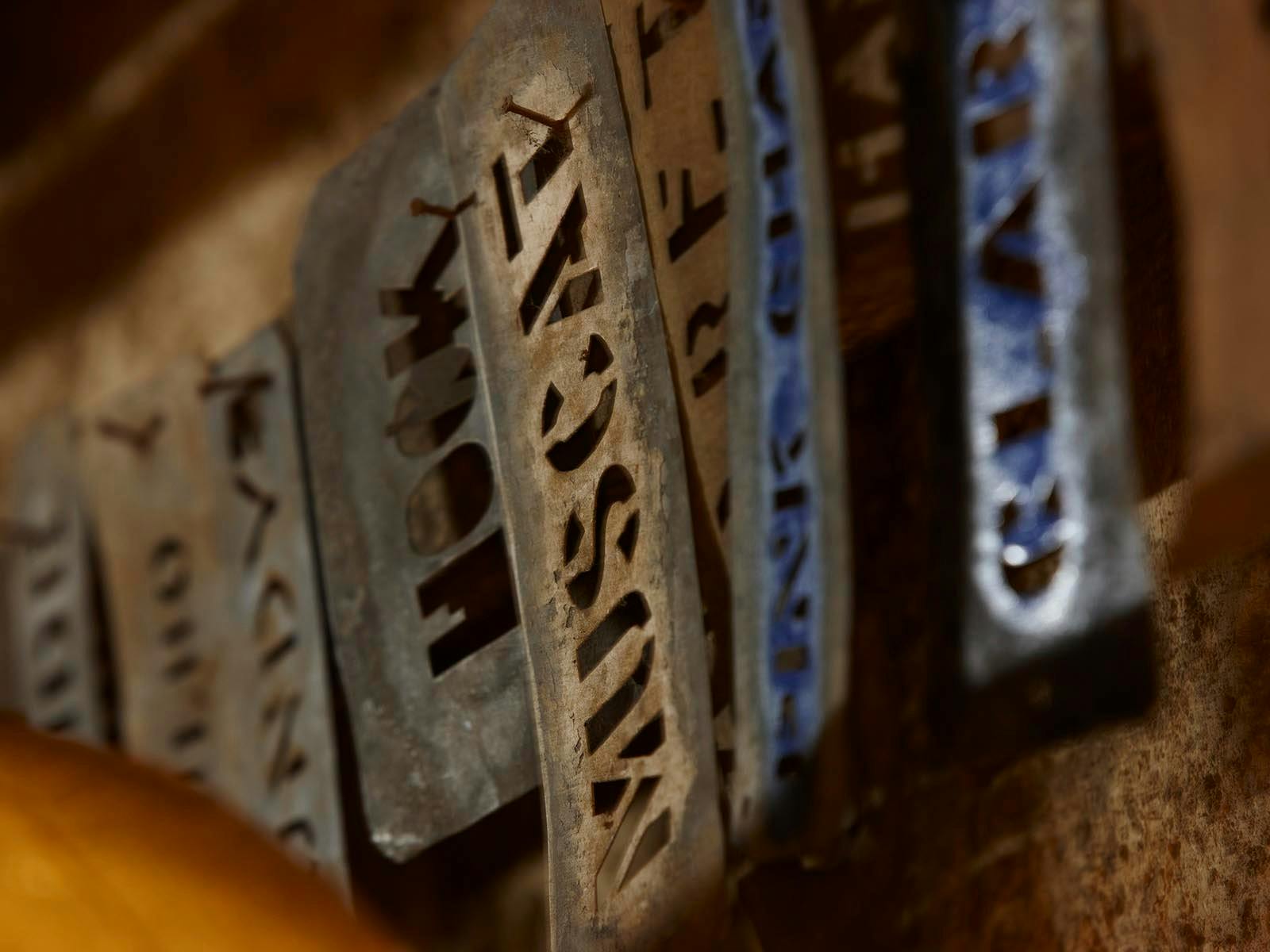 Vintage stencils used for marking barrels