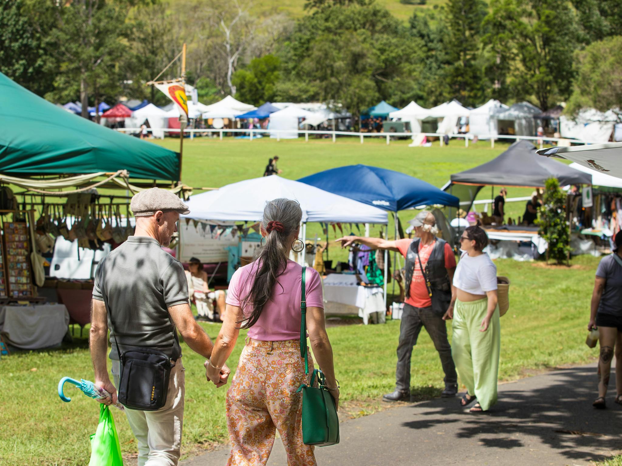 Couple strolling through the market stalls