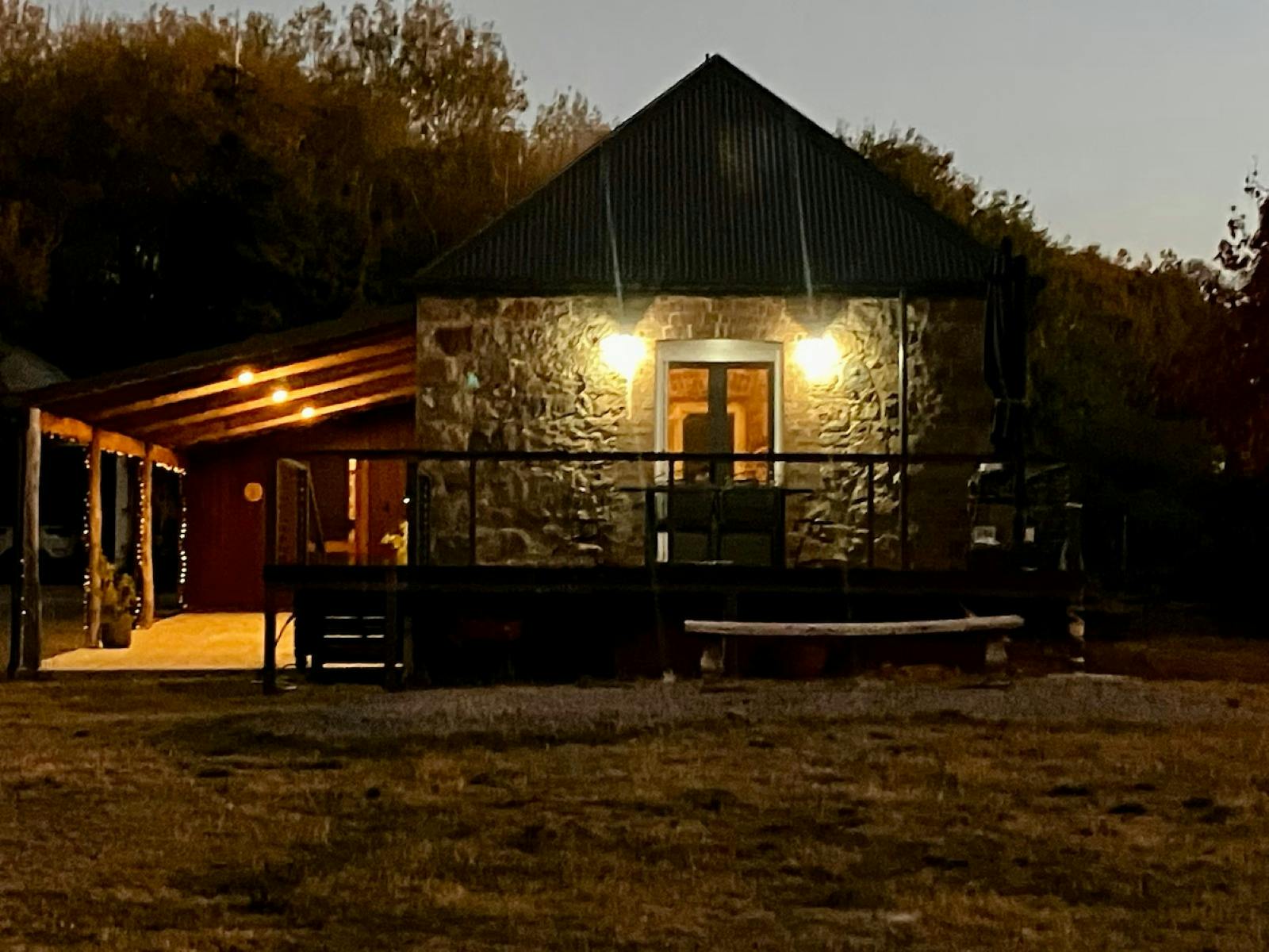 The old Stone Shed at night