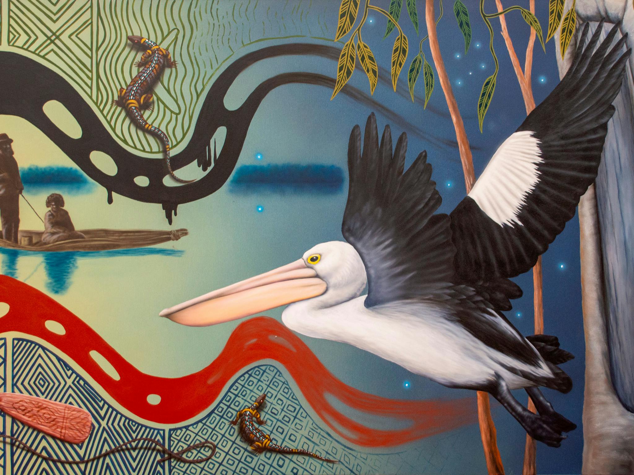 Ray Thomas, Borun's Country. The Origin of the Gunnai of Gippsland Acrylic on canvas.