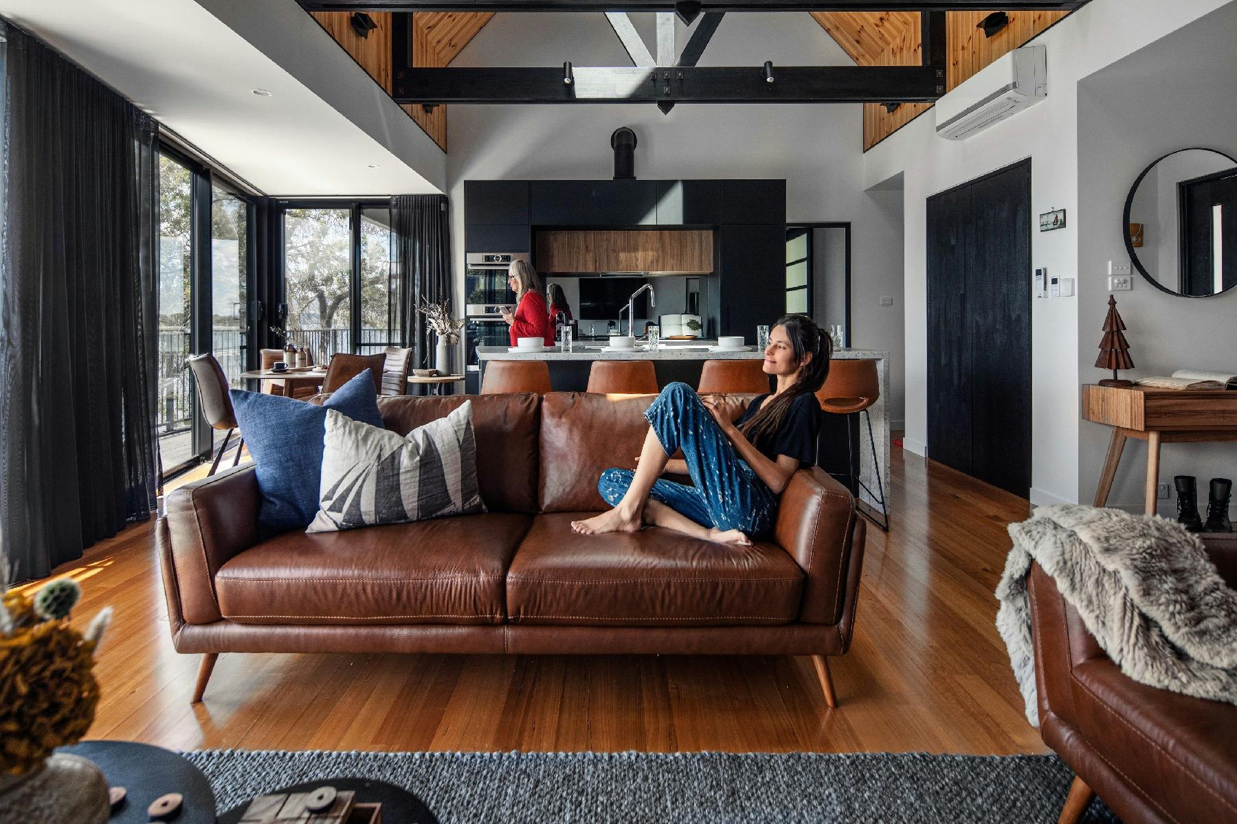 The open plan living area is perfect for relaxing or interacting with friends and families