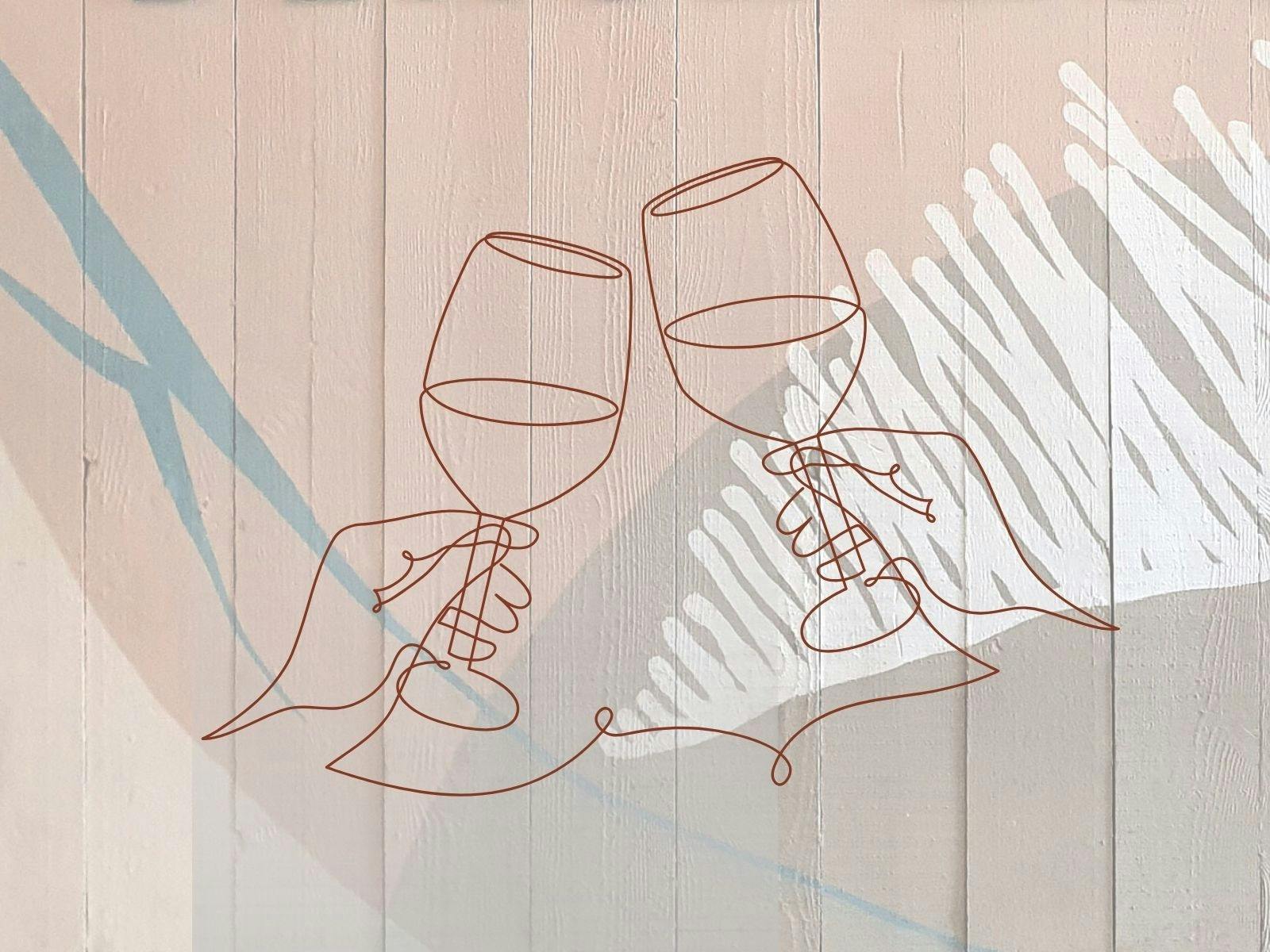 two glasses of wine cheersing