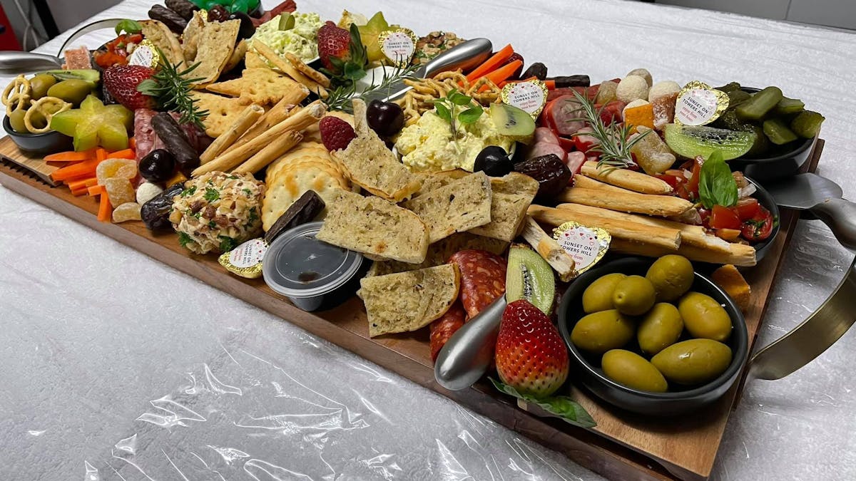 We provide a sunset experience and this is a platter for 6 peoplr to take on their evening tour.