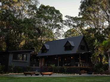 Main house with entertainment room adjoining with outdoor fire pit