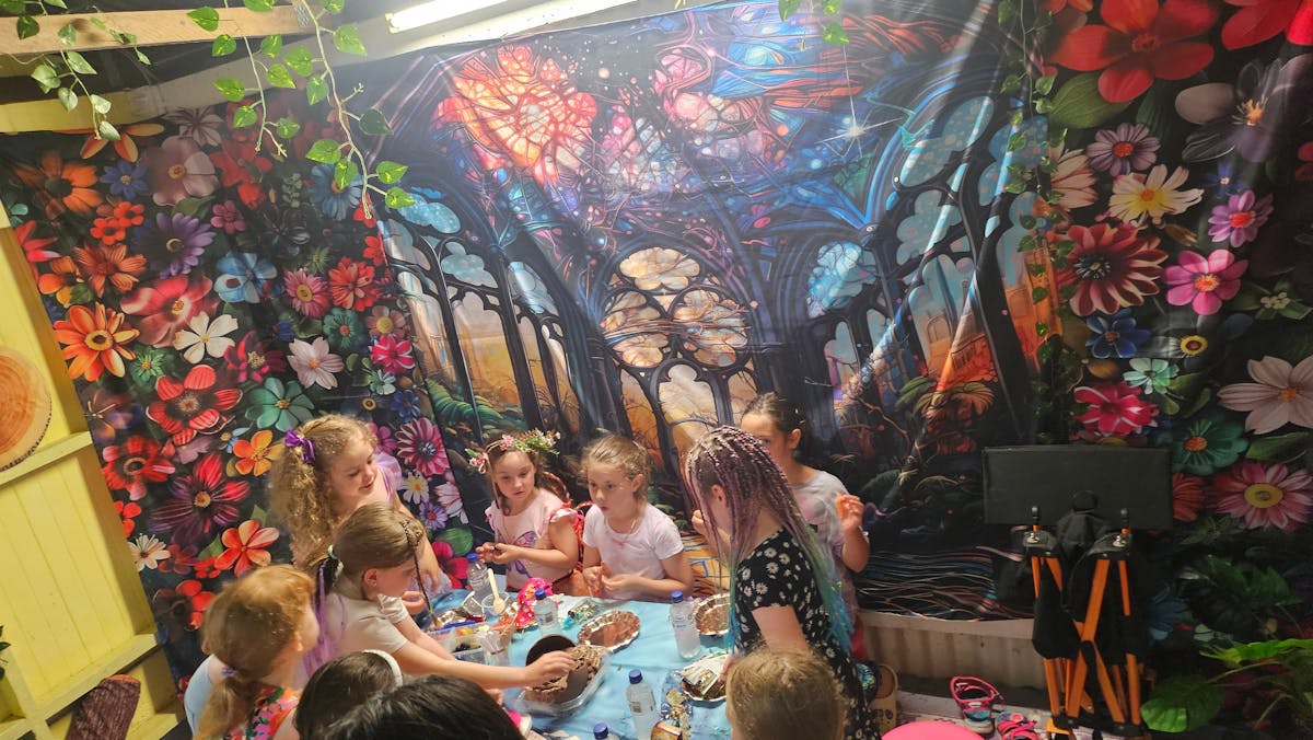After the 1hr tea party, guests enjoy birthday cake and can't stop talking about the quest