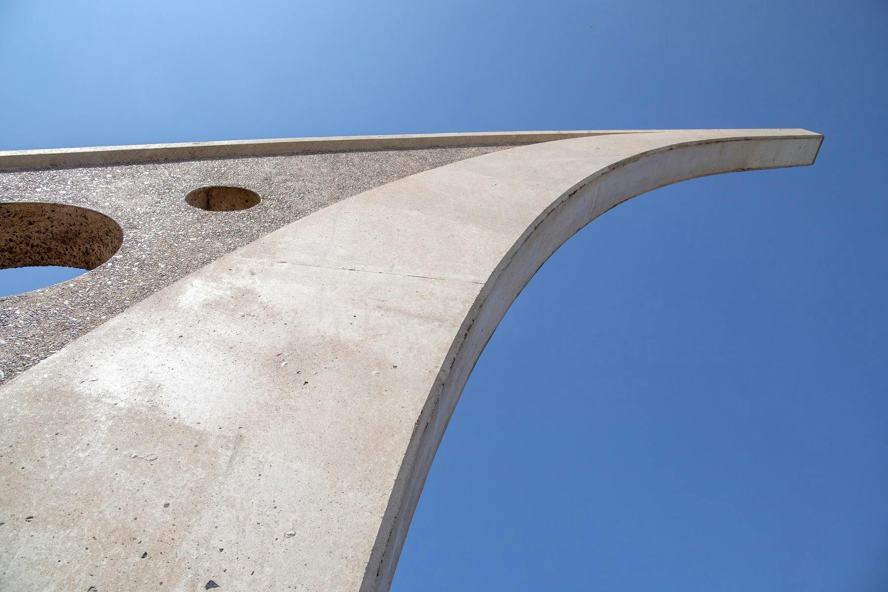 detail of the Singleton Sundial showing the gnomen, which is the part that casts the shadow.