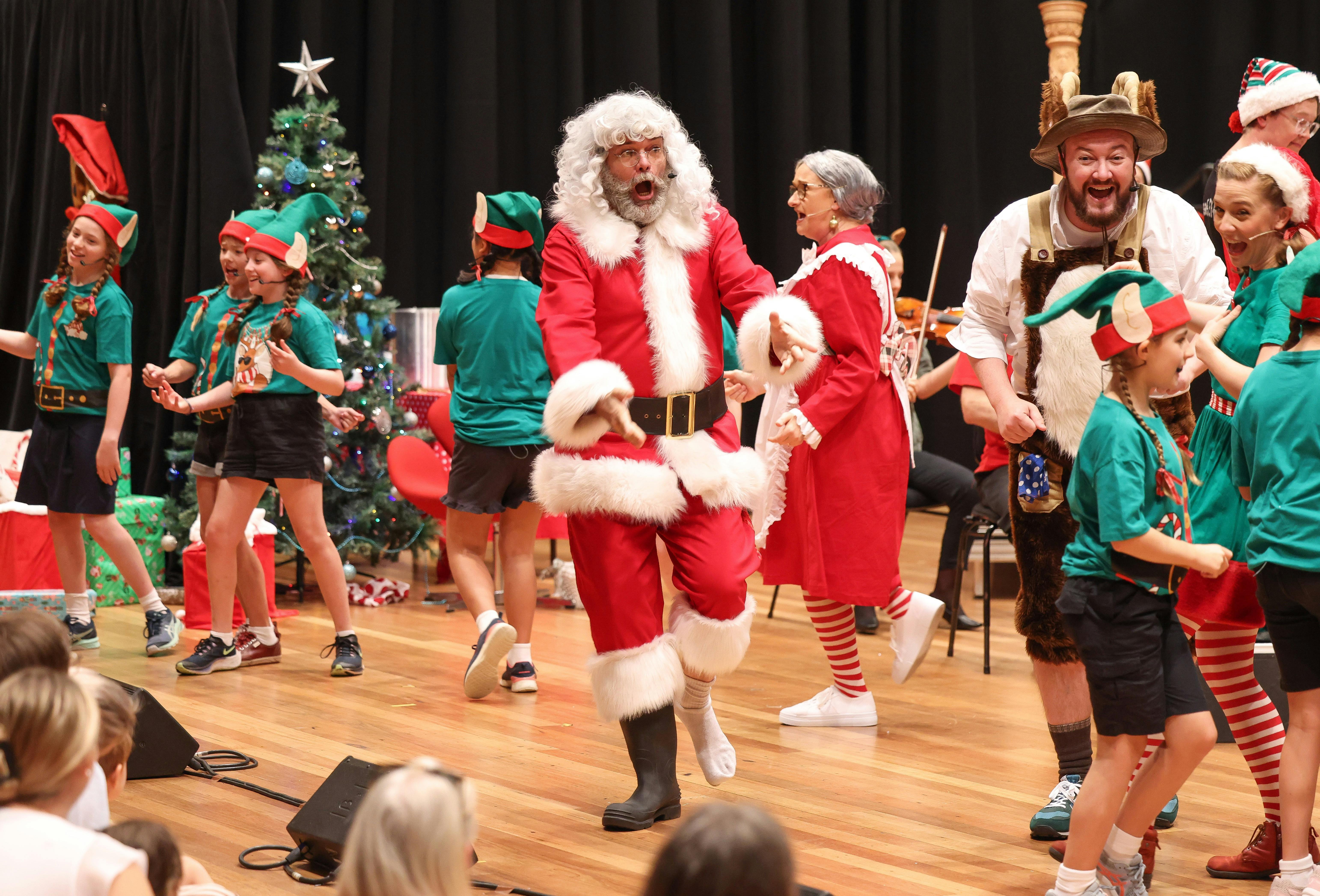 Santa Claus with a missing boot crying out