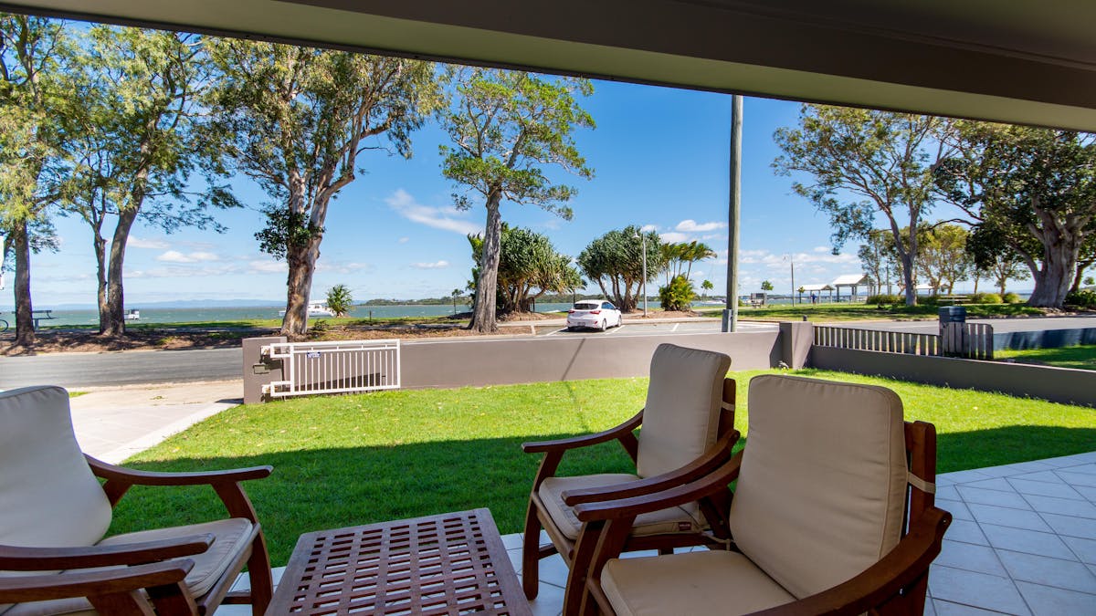 Front patio overlooking water