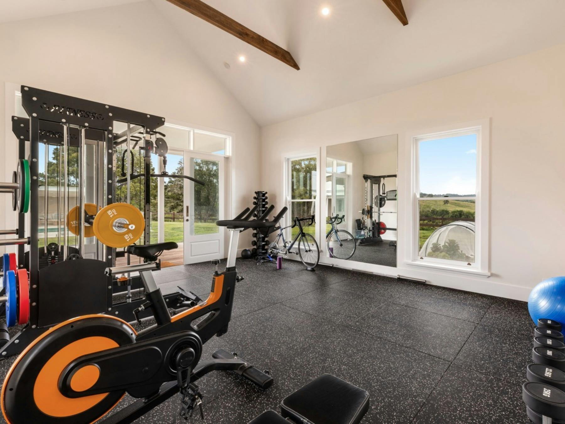Well equipped gym with countryside views at Stonehaven Estate in Possum Creek