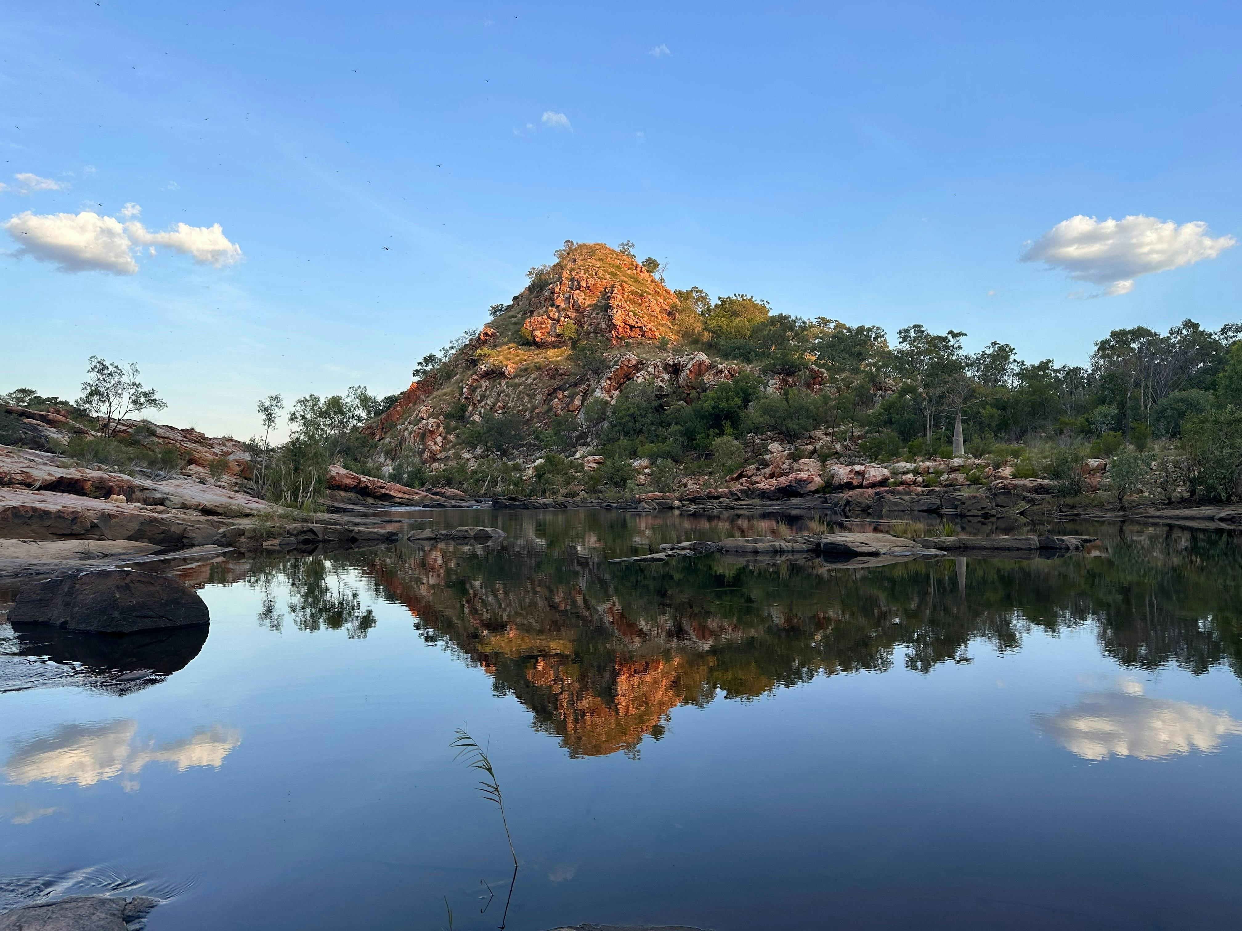 Gibb river road, bell gorge, waterfall, setting sun, picturesque, golden hour