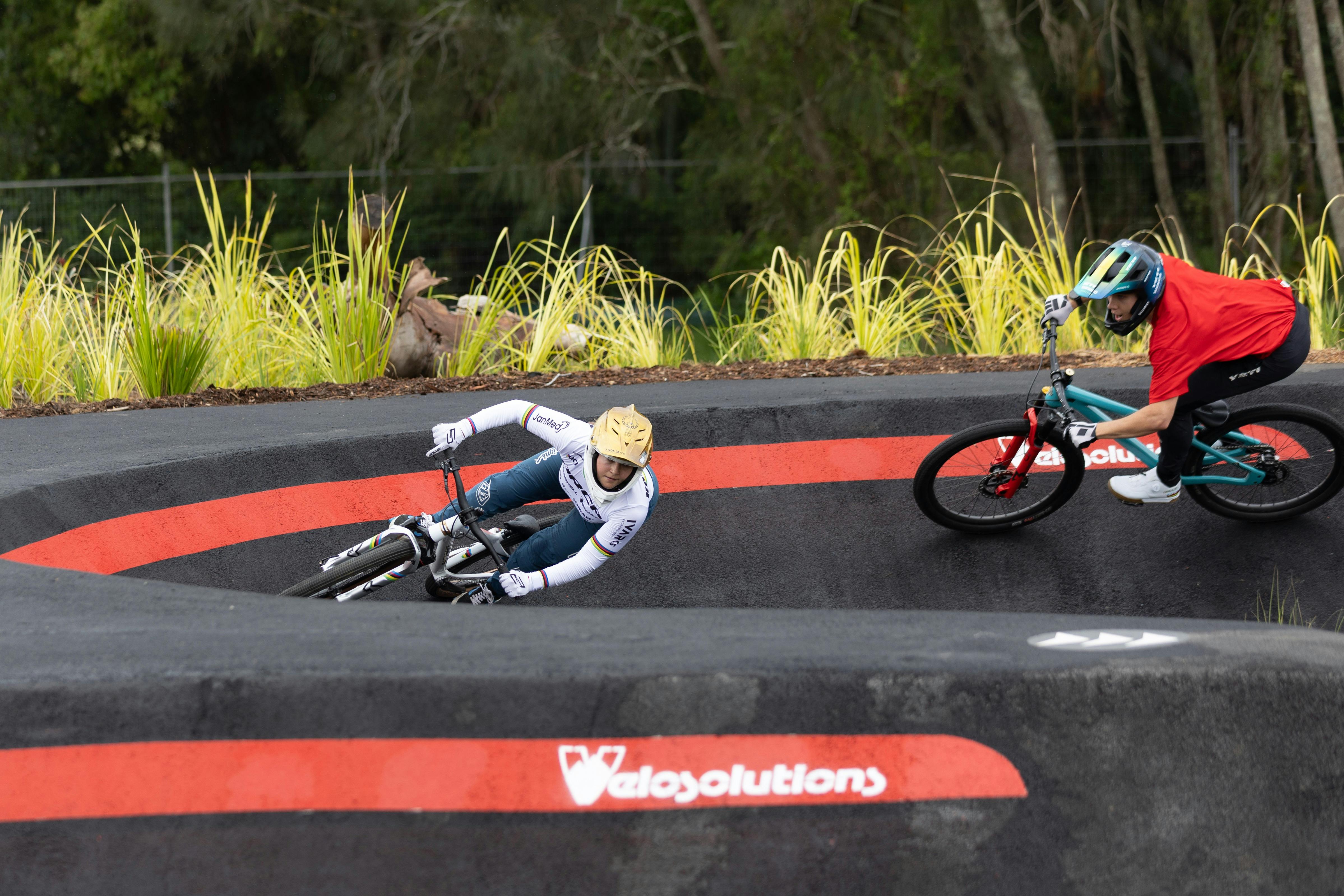 pump track with two bikers