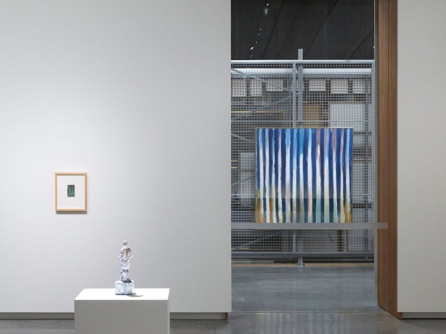 A view from the Art Museum gallery space into the Collections storage