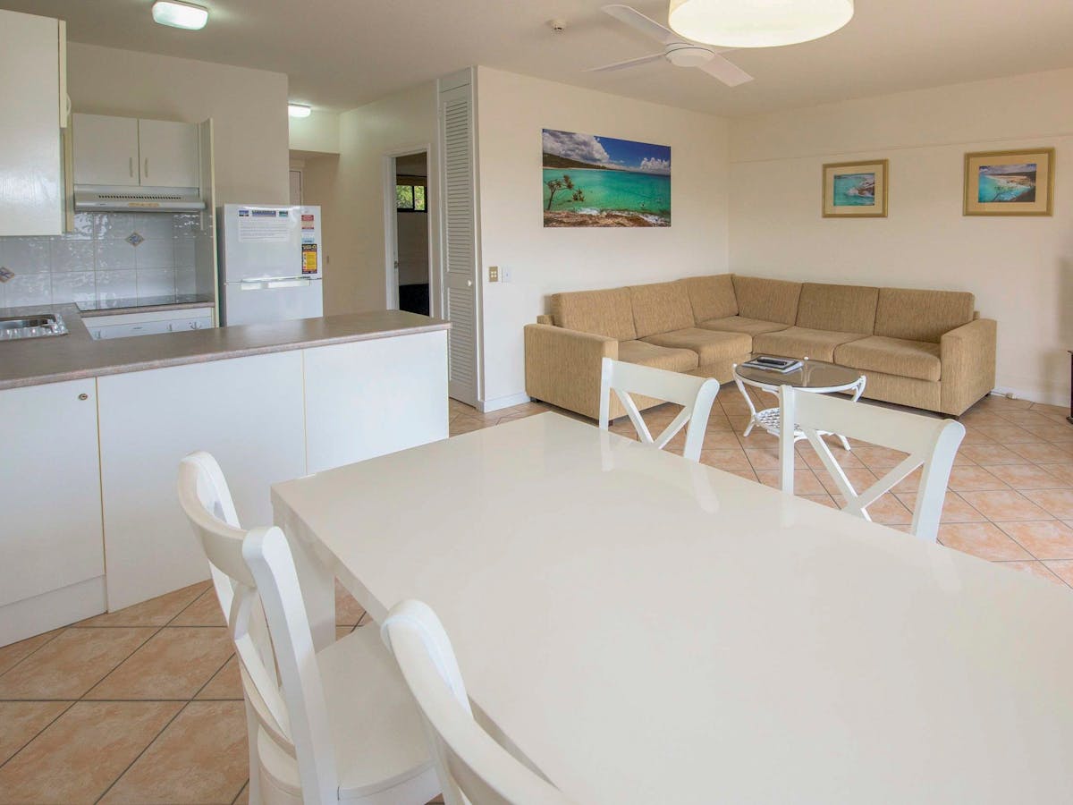 1 Bedroom Units  have a separate queen bedroom, kitchen, dining,  lounge & ocean side balcony