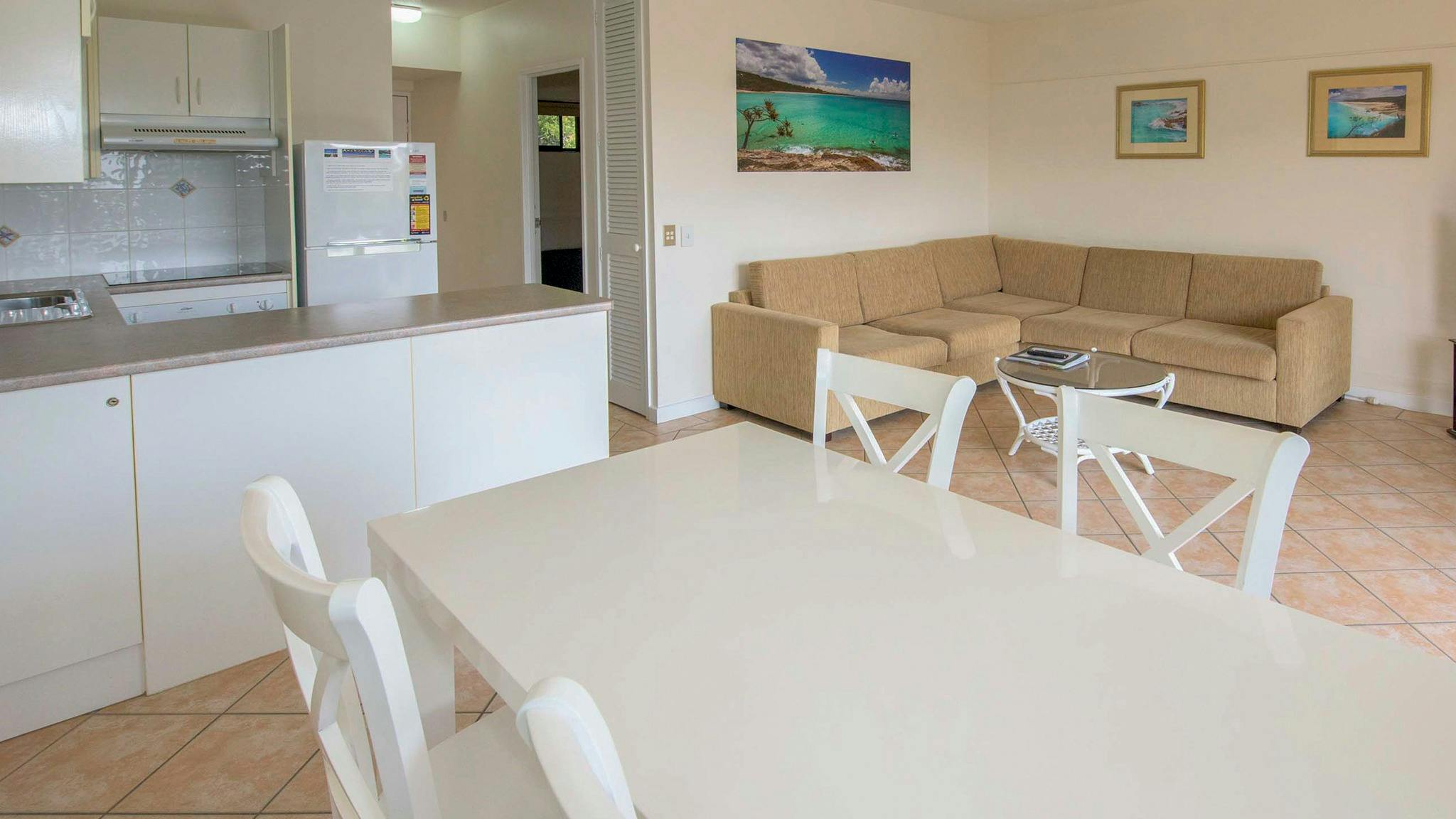 1 Bedroom Units  have a separate queen bedroom, kitchen, dining,  lounge & ocean side balcony