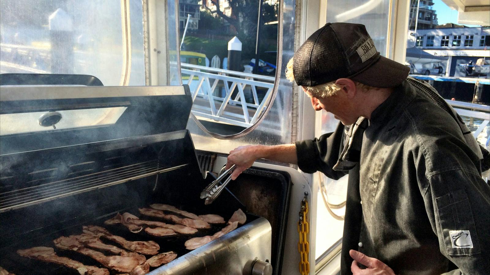 Breakfast being prepared on board